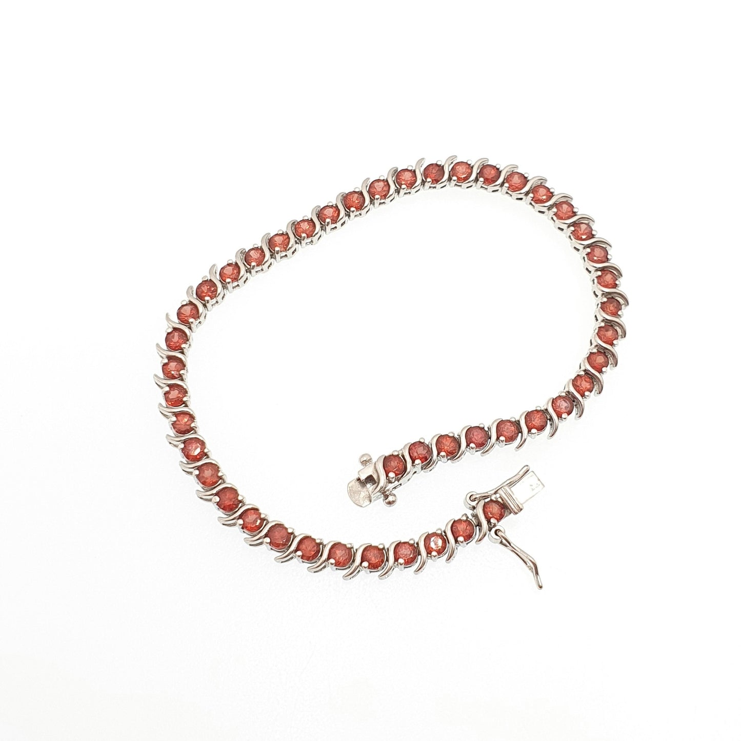 Vintage Sterling Silver Garnet Tennis Bracelet Sparkly Solid 925 Genuine Real Gemstone Pyrope 925 Good Quality Womens Jewelry Jewellery