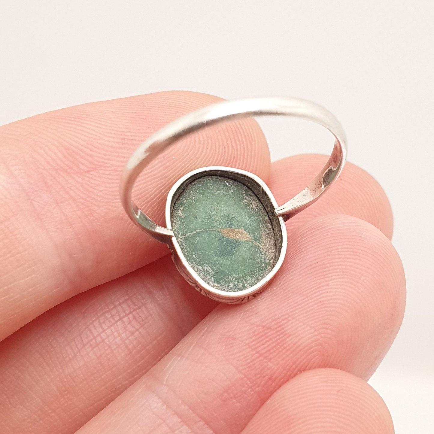 Antique Victorian Solid Silver Natural Turquoise Ring Oval Cabochon Solid 935 Vintage 1800s Rare Genuine Vintage Women Jewelry Jewellery