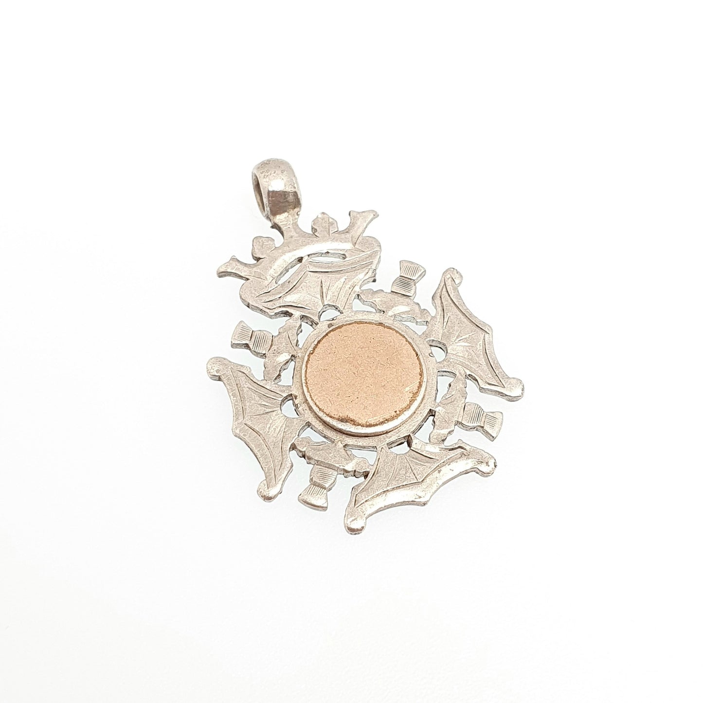 Antique Sterling Silver Victorian Shield Fob Pendant Maltese Cross Necklace Rose Gold Hallmark Albert Pocket Watch Womens Jewelry Jewellery