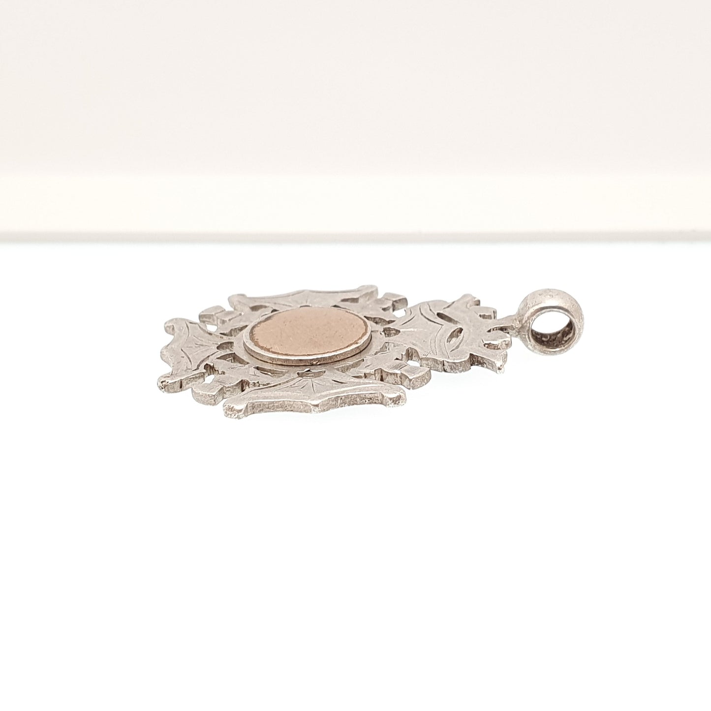Antique Sterling Silver Victorian Shield Fob Pendant Maltese Cross Necklace Rose Gold Hallmark Albert Pocket Watch Womens Jewelry Jewellery
