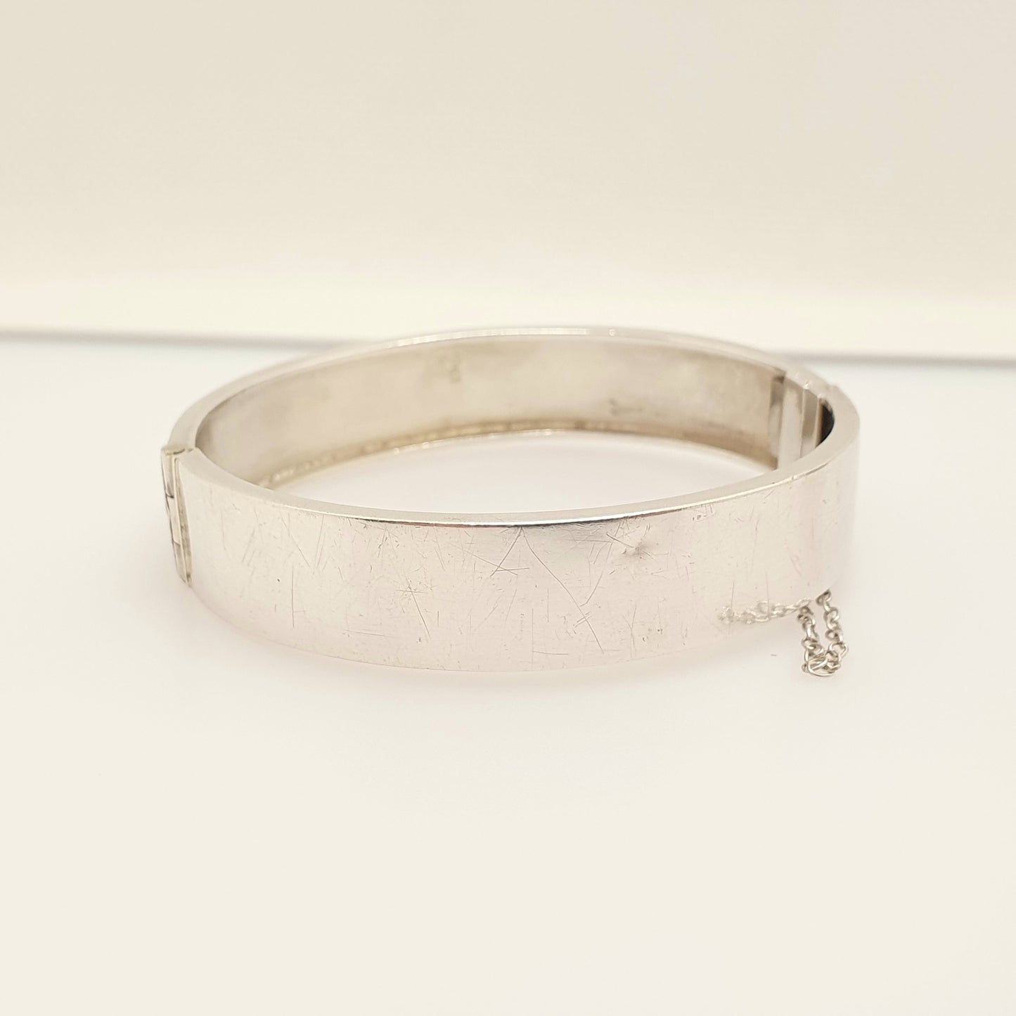 Antique Victorian Sterling Silver Snap Bangle Bracelet 1884 Hallmark Wave Scroll Pattern 16.79g Rare Vintage Womens Jewelry Jewellery