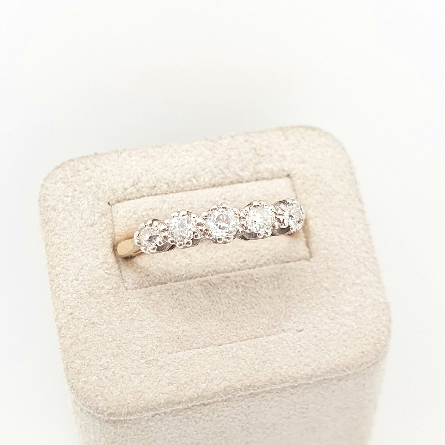 Vintage 18ct Gold Diamond Ring Engagement Wedding 5 Stone Five Solid 18k 750 Diamonds Fine Estate Ladies Womens Retro Jewelry Jewellery