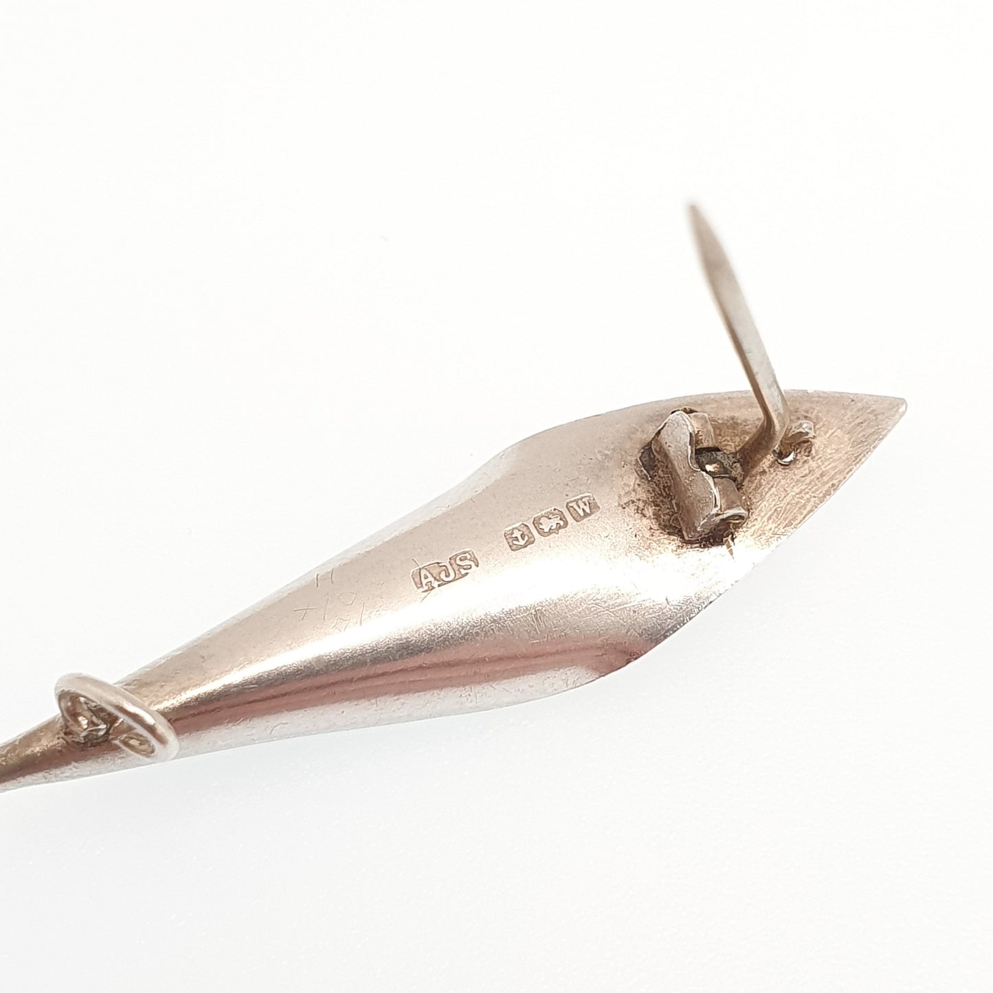 Antique Sterling Silver Leaf Brooch Diamond Paste 1921 Hallmarked Art Deco Sparkly Leaves Genuine Solid 925 Jewellery Ladies Womens Jewelry