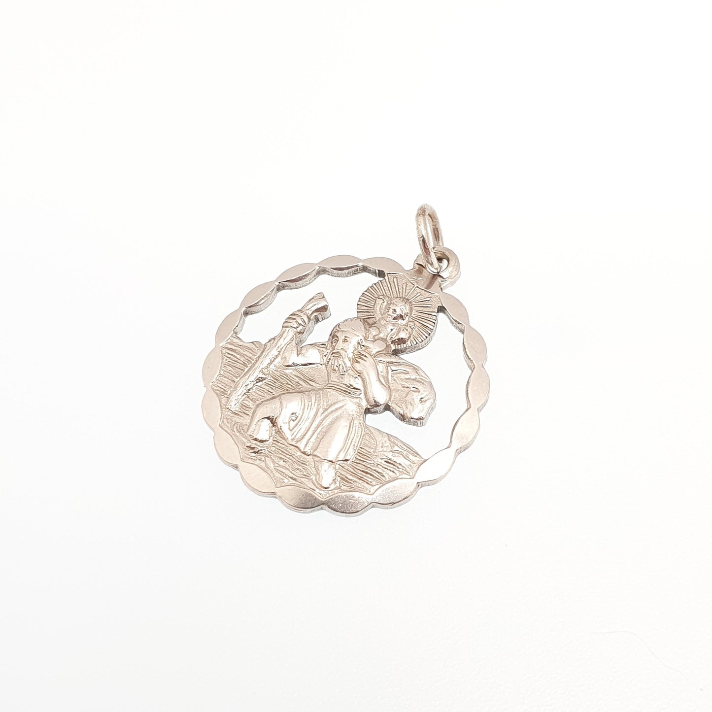 Vintage GEORG JENSEN St Christopher Sterling Silver Pendant Necklace Cut Out Silhouette GJ Ltd Saint Retro 1970s Jewellery Jewelry