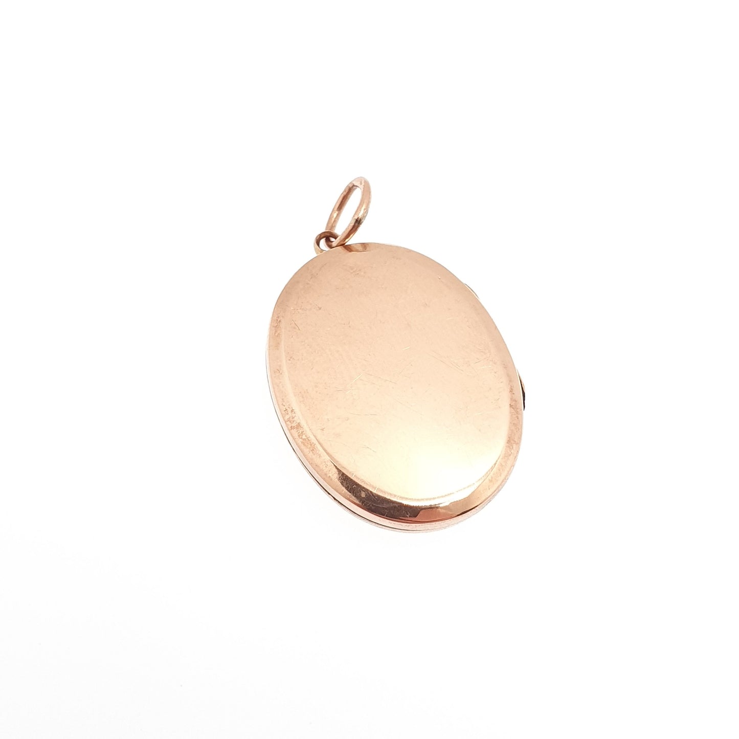Antique 9ct 9k Rose Gold Diamond Locket Pendant Star Engraved Oval Solid 375 Fine Estate Back & Front Necklace Jewelry Womens Jewellery