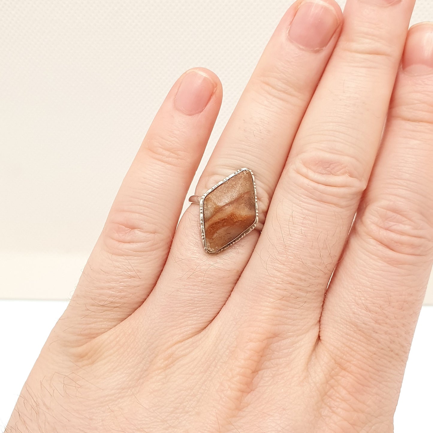 Antique Solid Silver Quartz Ring Red Pink Genuine Real Gemstone Art Deco Kite Large Big 1920s Womens Ladies Old Vintage Jewelry Jewellery