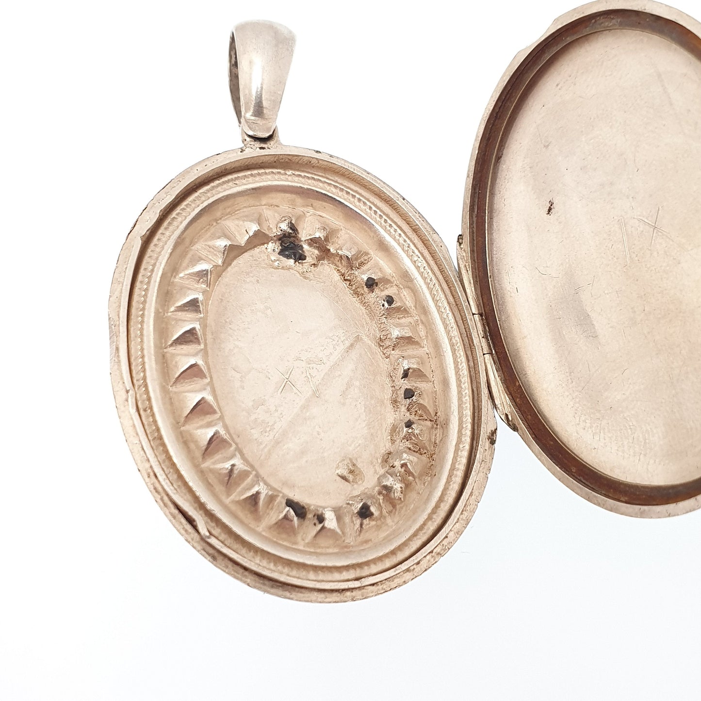 Antique Locket Solid Silver Victorian Large Big Vintage Geometric Stepped Hand Engraved Necklace Pendant Picture Photo Jewellery Jewelry