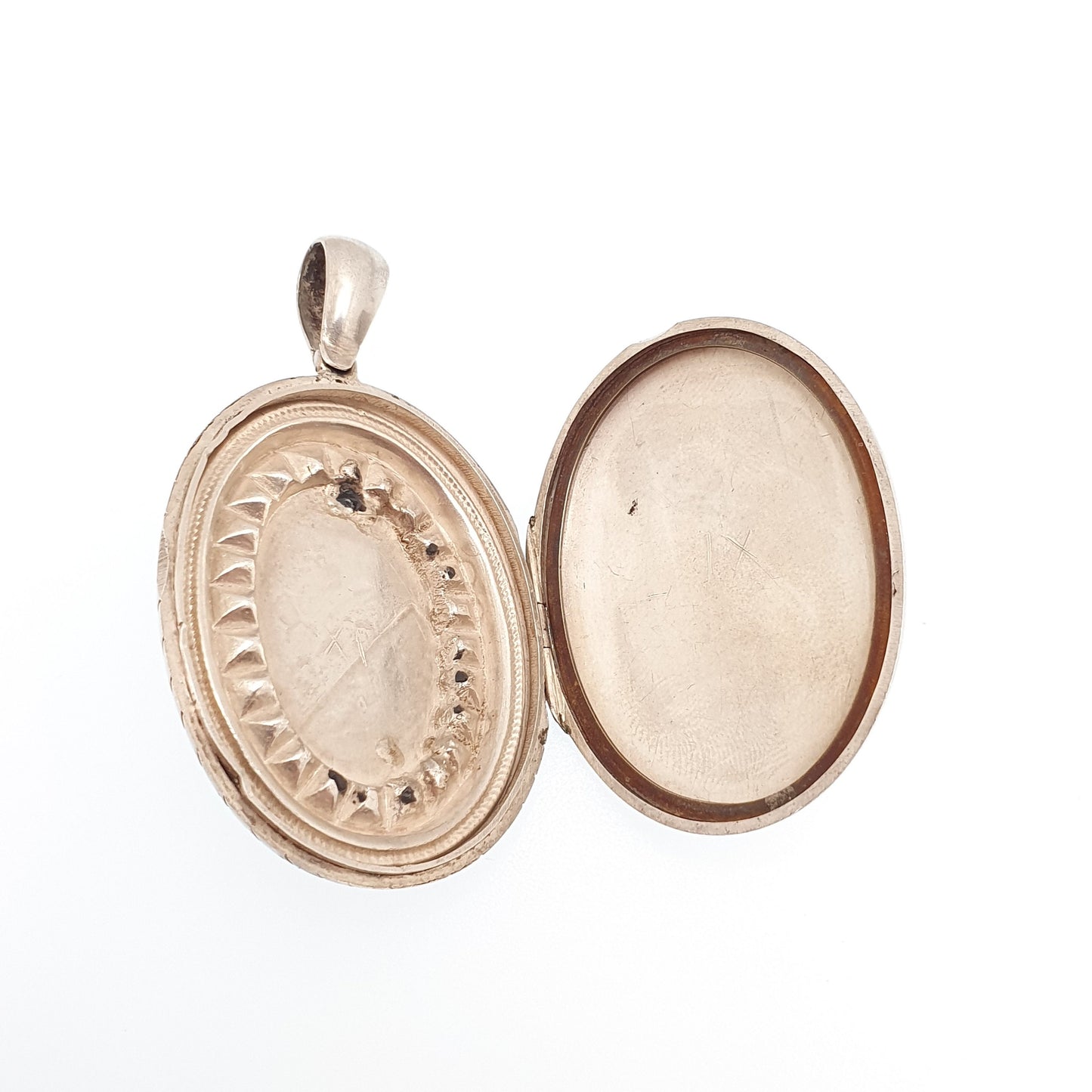 Antique Locket Solid Silver Victorian Large Big Vintage Geometric Stepped Hand Engraved Necklace Pendant Picture Photo Jewellery Jewelry