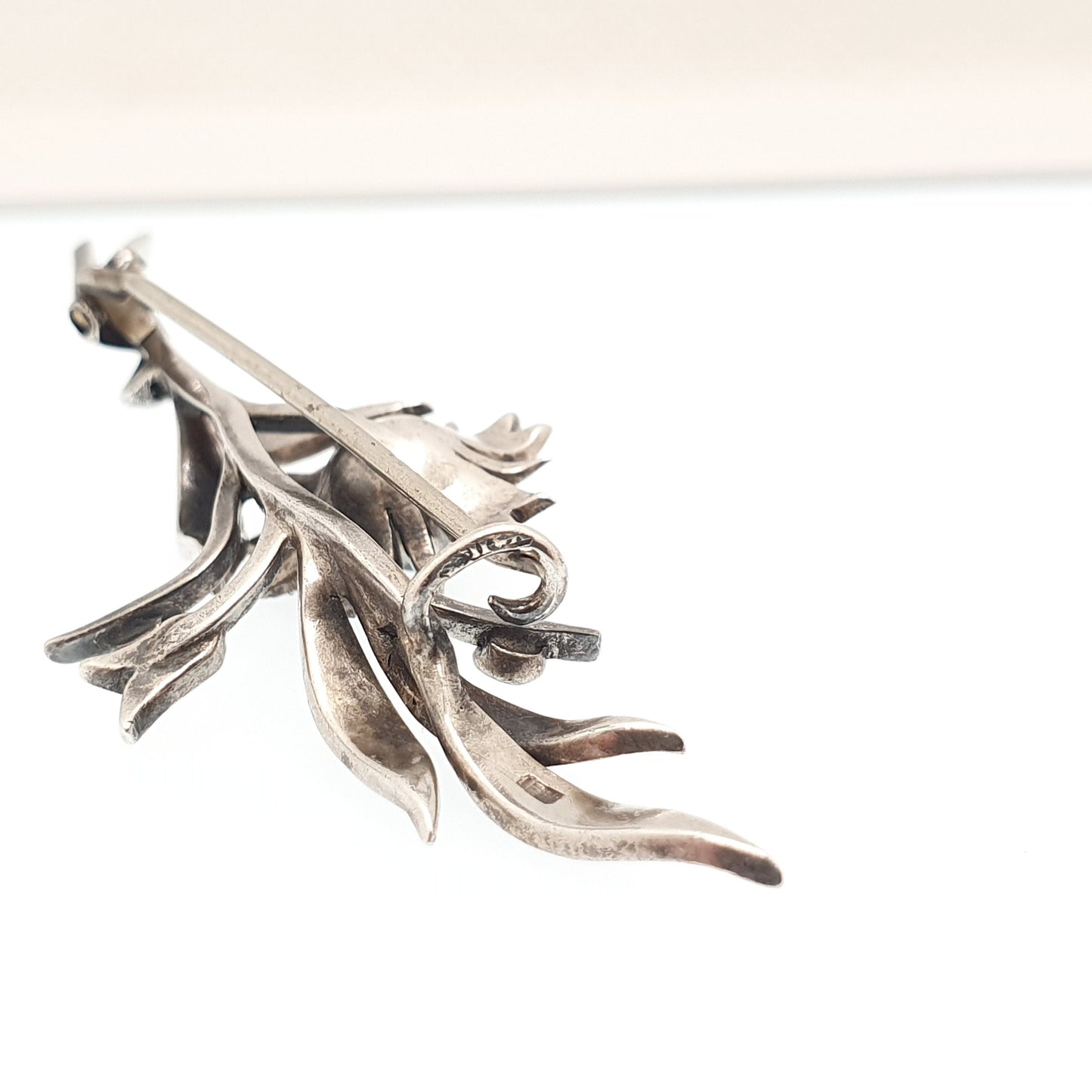 Antique Solid Silver Seed Pearl Brooch Victorian Flower Floral Spray Rectangular Genuine Real Pearls 1800s Vintage Womens Jewelry Jewellery