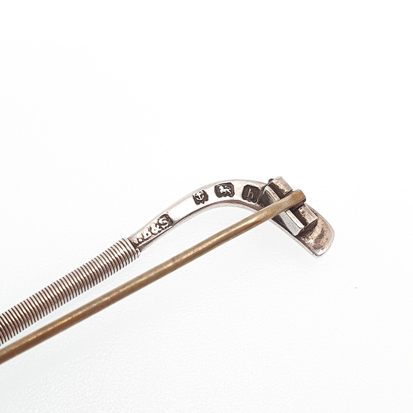 Antique Sterling Silver Riding Crop Cane Brooch Pin Horse Riding Equestrian Jockey Racing 1907 Hallmark Solid 925 Jewelry Jewellery Vintage
