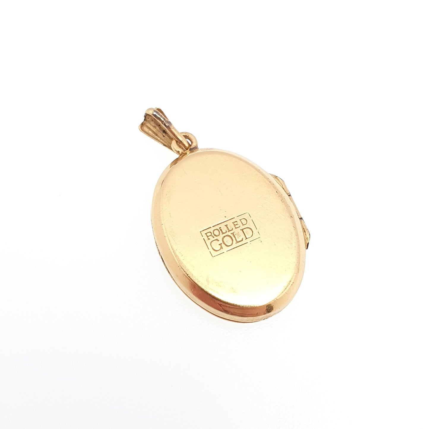 Vintage Rolled Gold Locket Necklace Pendant Oval Gyroscope Lined Pattern Gold Filled Picture Photo Womens Ladies Retro Jewellery Jewelry