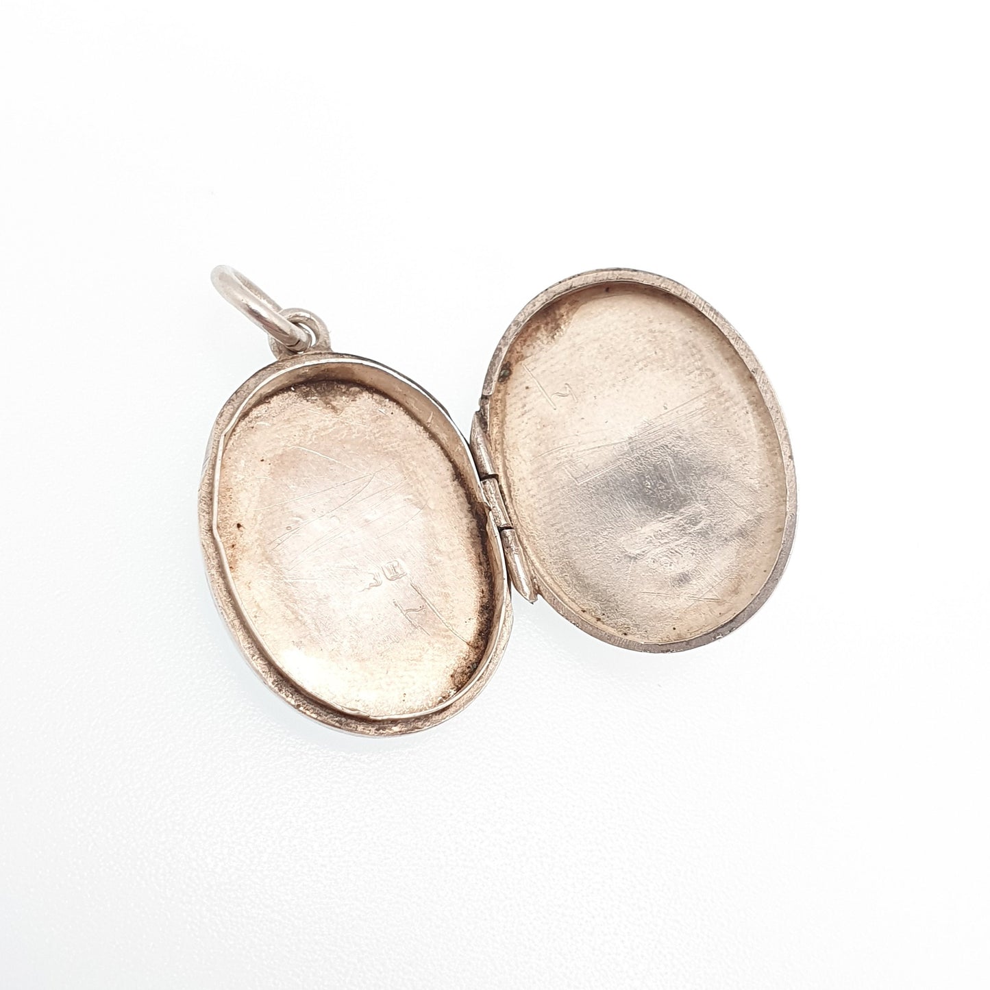 Antique Sterling Silver Locket 1916 Hallmark Hand Engraved Oval Pendant Picture Photo Solid 925 Genuine Vintage Womens Jewelry Jewellery