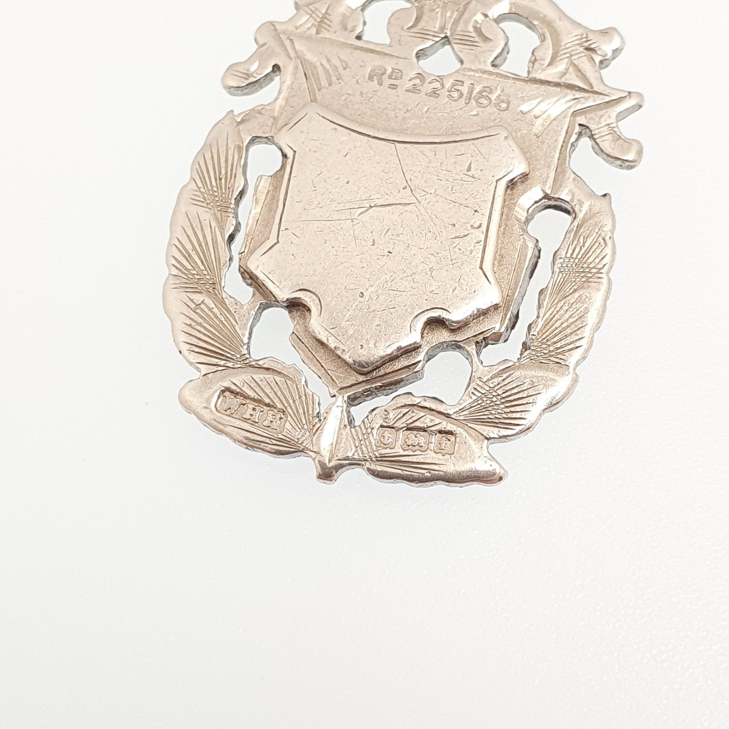 Antique Sterling Silver Shield Fob Pendant Rose Gold Albert Chain 1905 Hallmarked Necklace Big Large Pocket Watch Necklace Jewelry Jewellery
