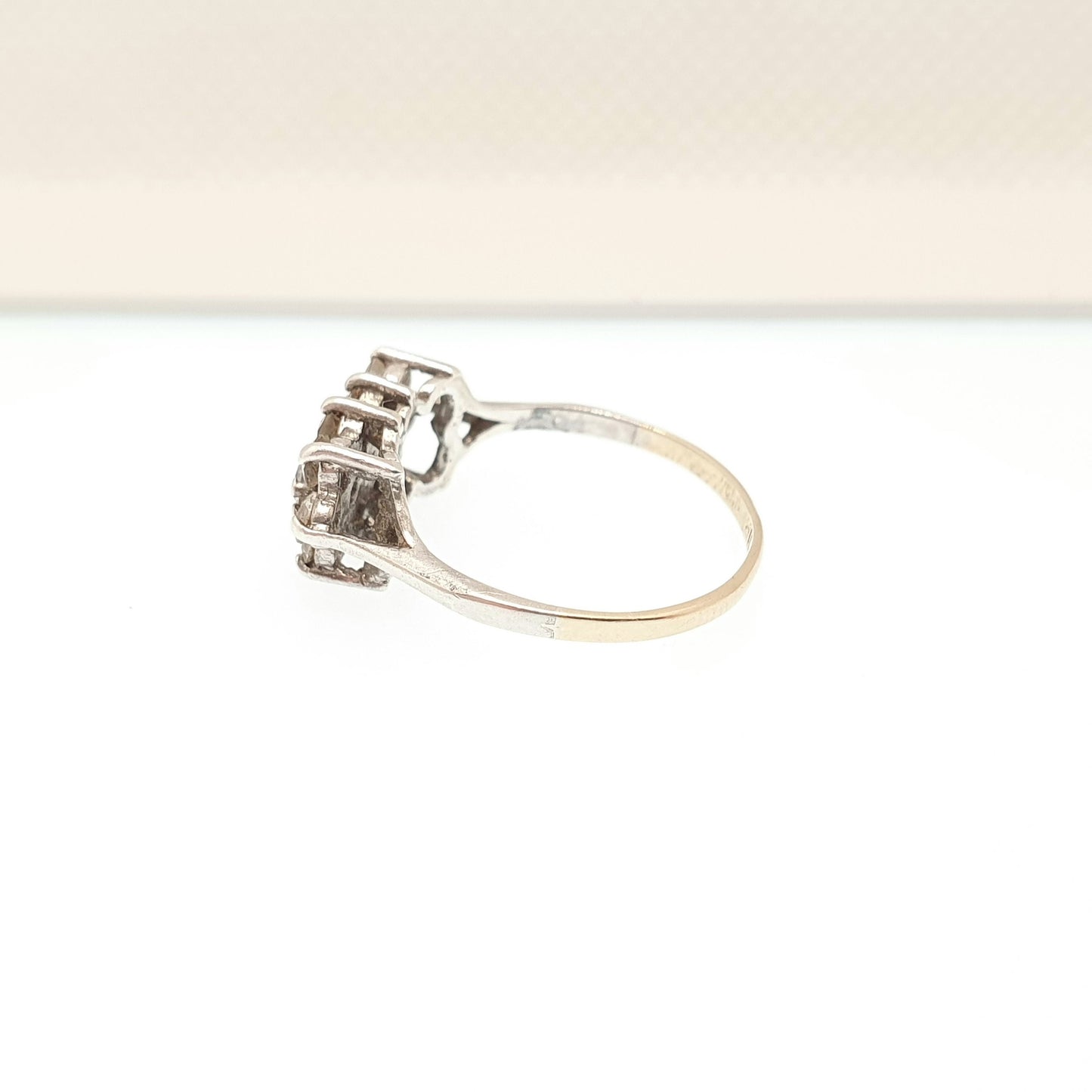 RESERVED/SOLD DON Antique 9ct Gold White Spinel Ring Sterling Silver Setting Solid 9k 375 Cluster Gemstone Diamond Style Vintage Womens