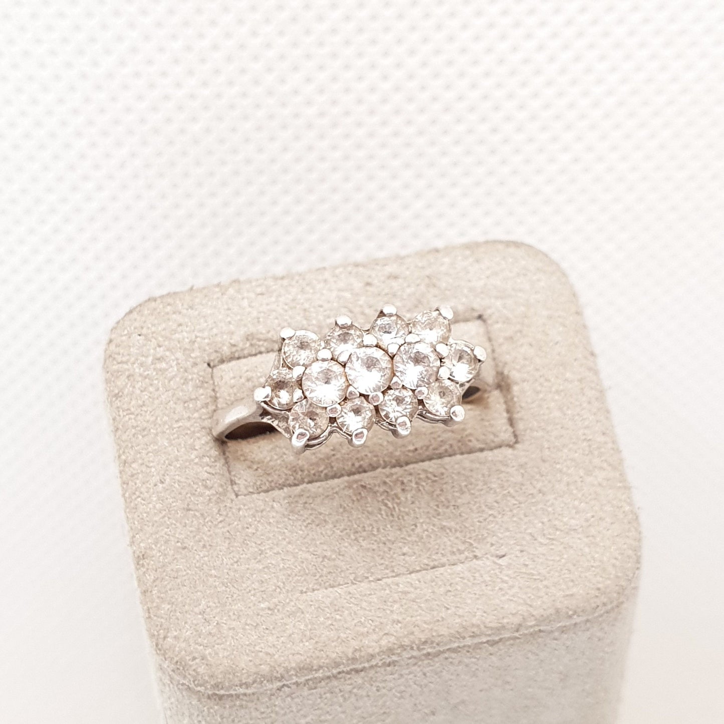 RESERVED/SOLD DON Antique 9ct Gold White Spinel Ring Sterling Silver Setting Solid 9k 375 Cluster Gemstone Diamond Style Vintage Womens