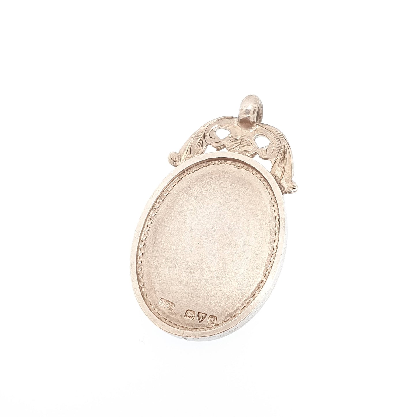 Antique Sterling Silver Albert Shield Fob Pendant Rose Gold Centre Hallmarked Big Heavy Large Pocket Watch Necklace Womens Jewelry Jewellery