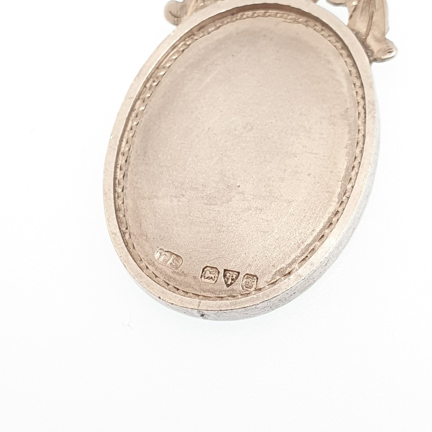 Antique Sterling Silver Albert Shield Fob Pendant Rose Gold Centre Hallmarked Big Heavy Large Pocket Watch Necklace Womens Jewelry Jewellery