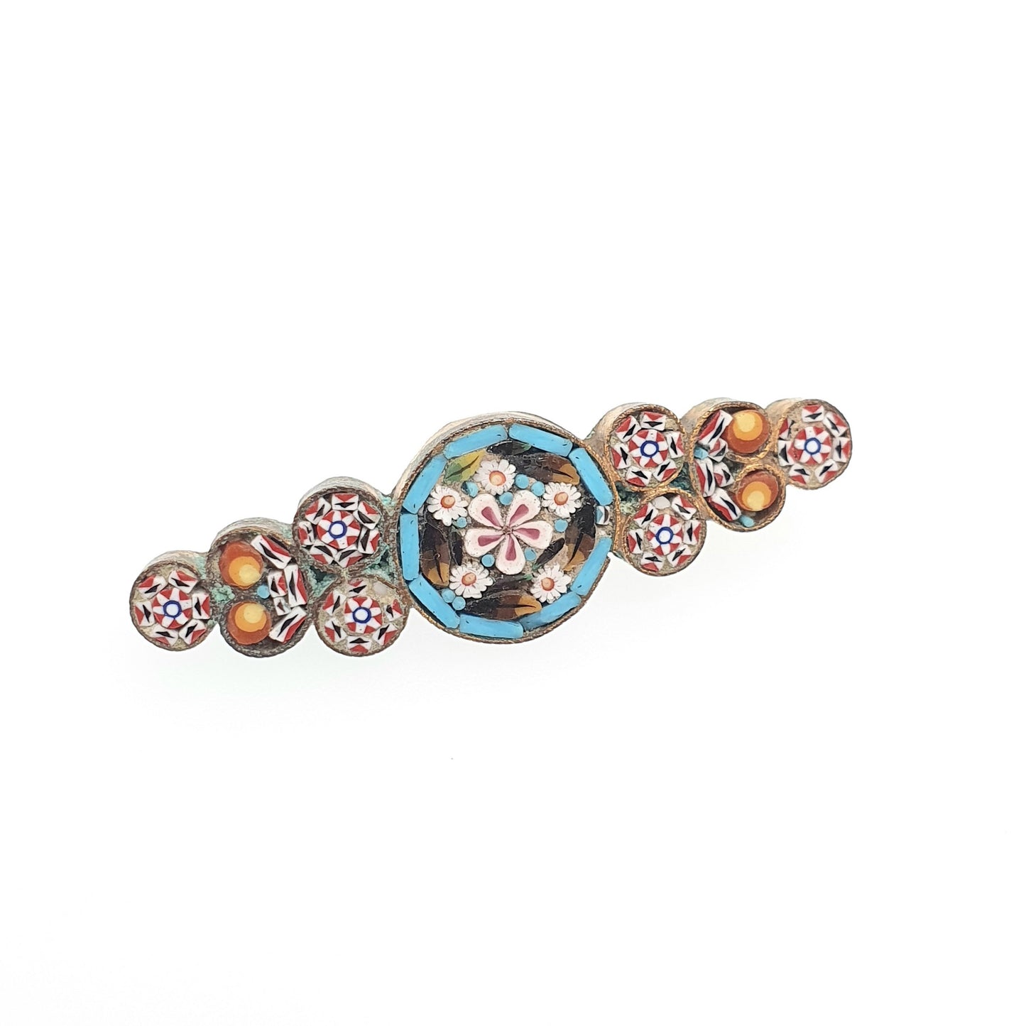 Antique Micro Mosaic Brooch Pin Victorian Micromosaic Millefiori Fine Vintage Flower Italian Handmade European Womens Jewelry Jewellery