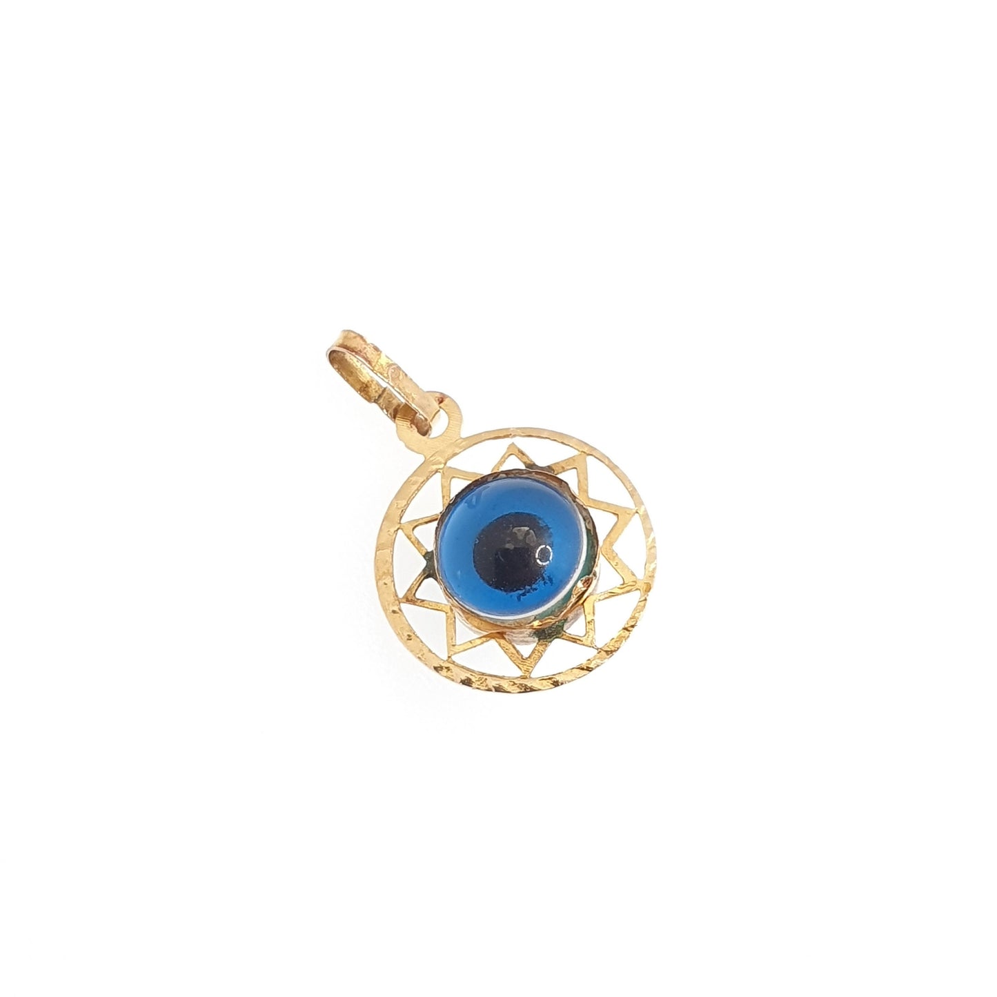 Vintage 14k Gold Evil Eye Pendant Necklace Solid 14kt 585 All Seeing Ward Ancient Greece Magical Protection Ladies Jewelry Womens Jewellery