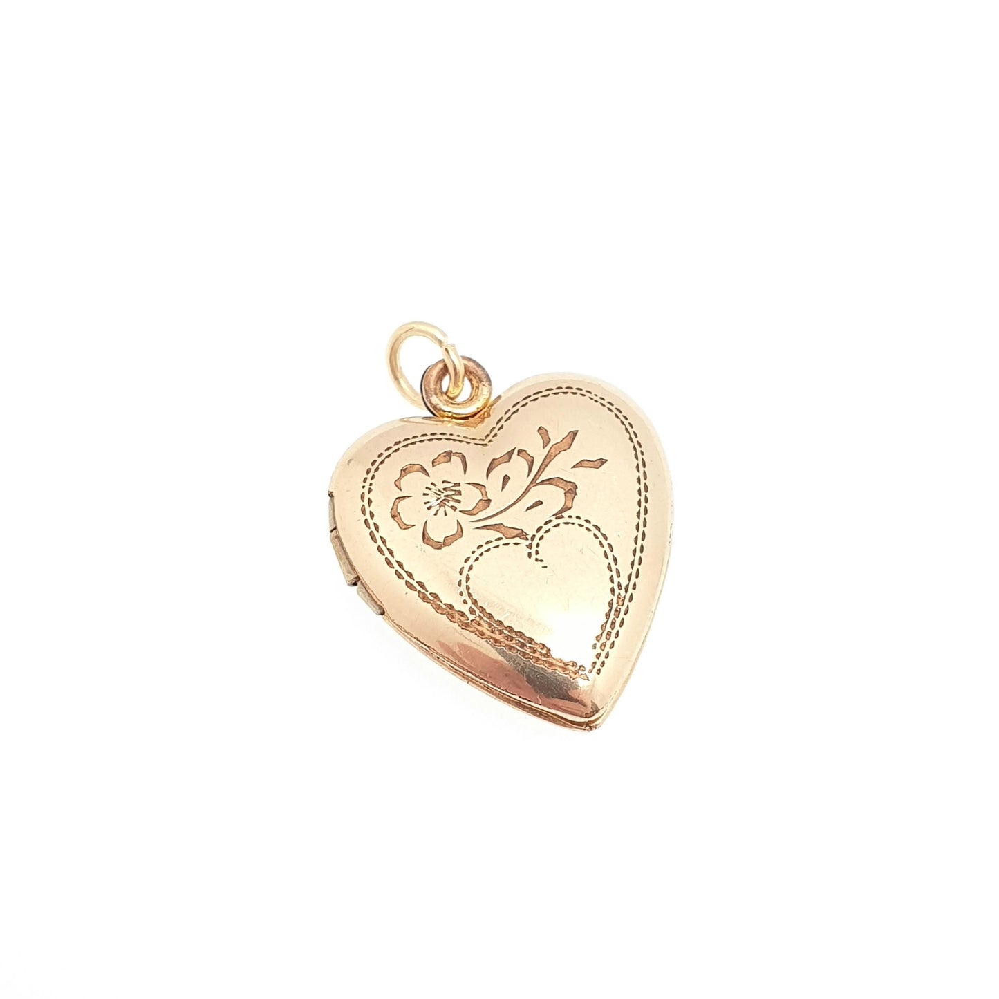 Vintage Vargas 10kt Rolled Gold Heart Locket Sterling Silver Trim Necklace Pendant Engraved Picture Photo Gold Filled Jewelry Jewellery