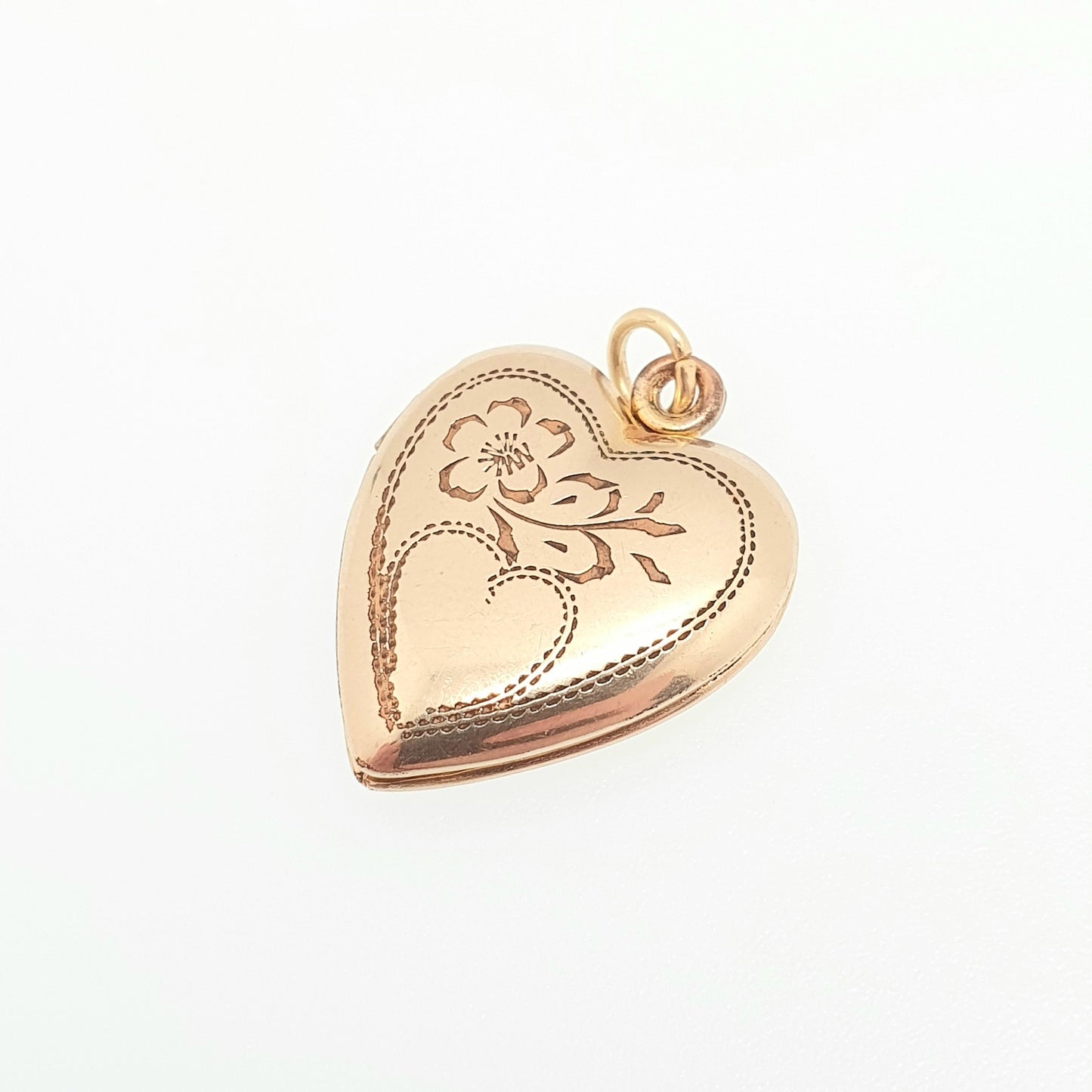 Vintage Vargas 10kt Rolled Gold Heart Locket Sterling Silver Trim Necklace Pendant Engraved Picture Photo Gold Filled Jewelry Jewellery
