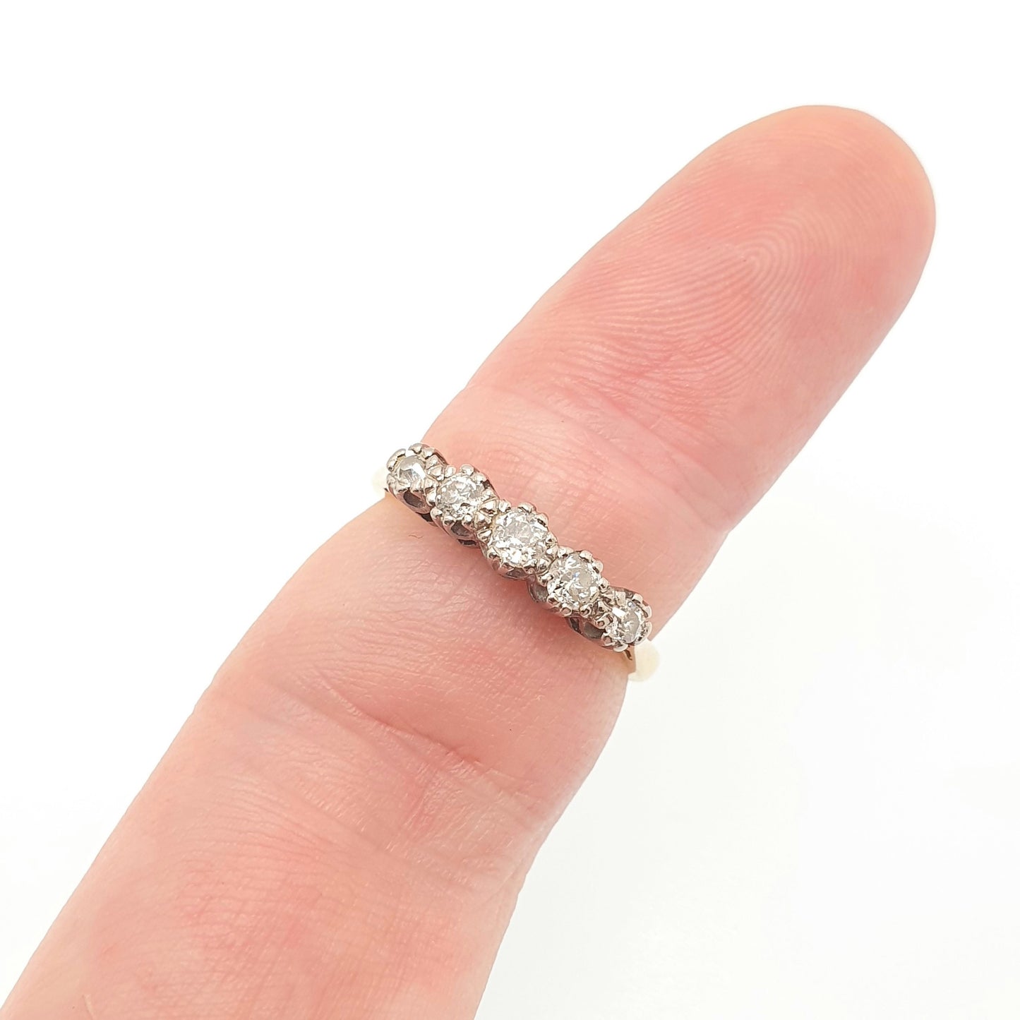 Vintage 18ct Gold Diamond Ring Engagement Wedding 5 Stone Five Solid 18k 750 Diamonds Fine Estate Ladies Womens Retro Jewelry Jewellery
