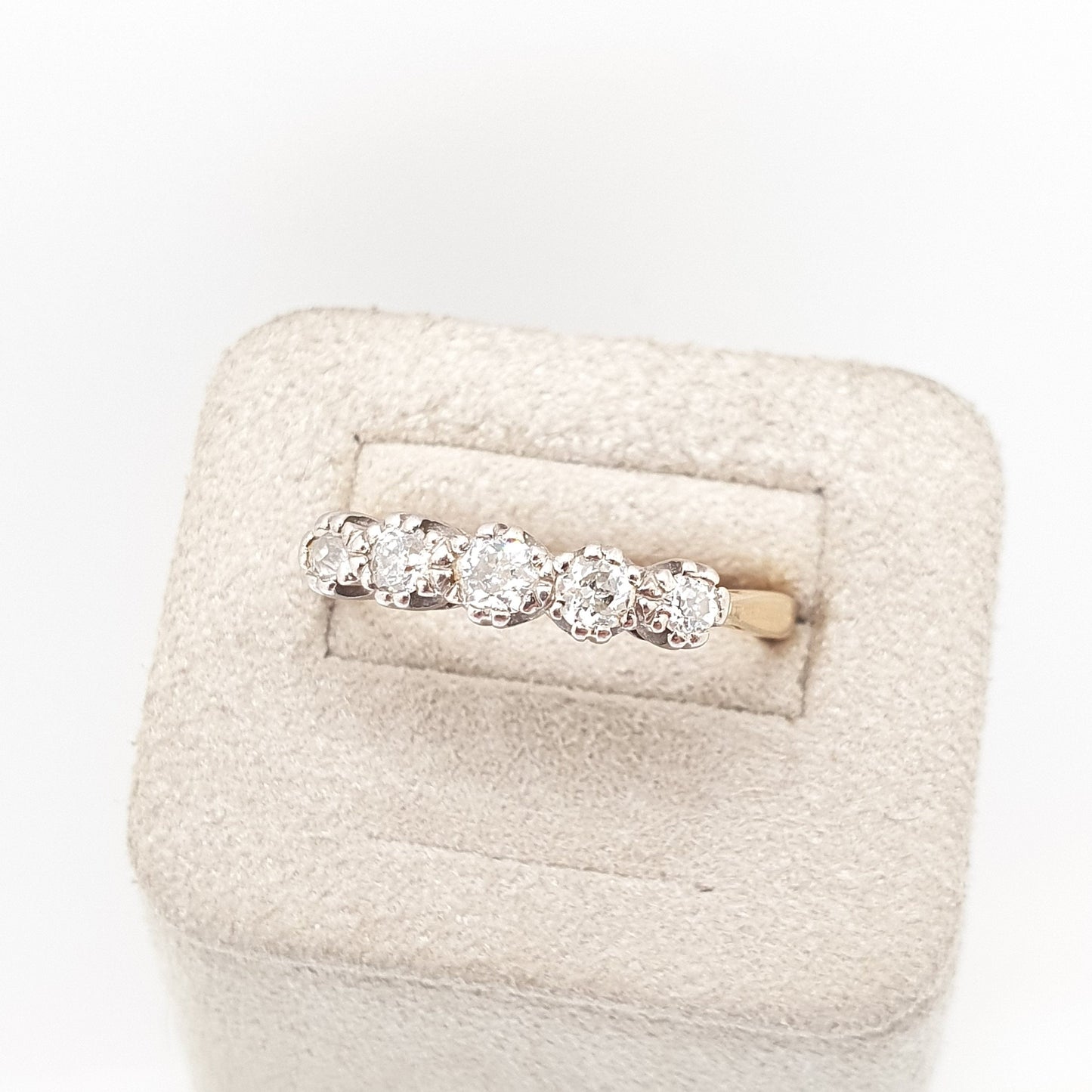 Vintage 18ct Gold Diamond Ring Engagement Wedding 5 Stone Five Solid 18k 750 Diamonds Fine Estate Ladies Womens Retro Jewelry Jewellery