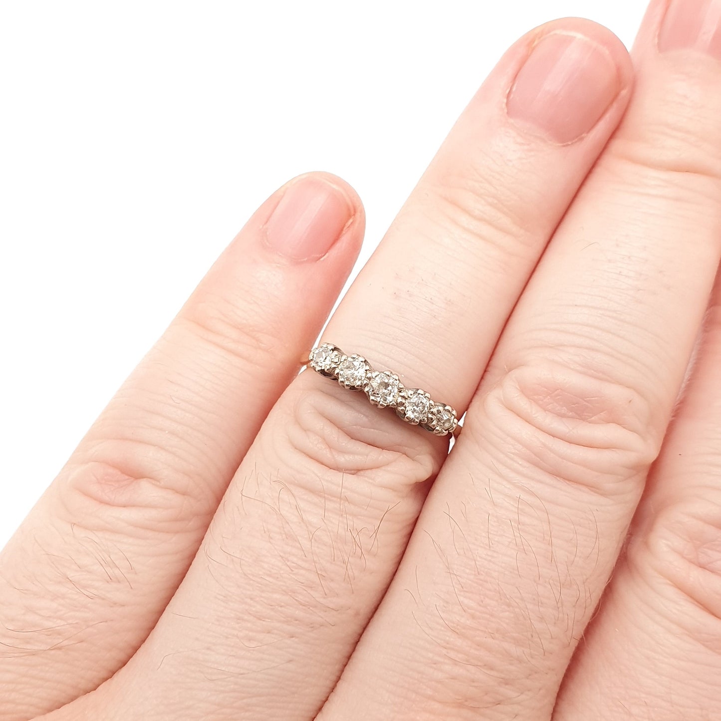 Vintage 18ct Gold Diamond Ring Engagement Wedding 5 Stone Five Solid 18k 750 Diamonds Fine Estate Ladies Womens Retro Jewelry Jewellery