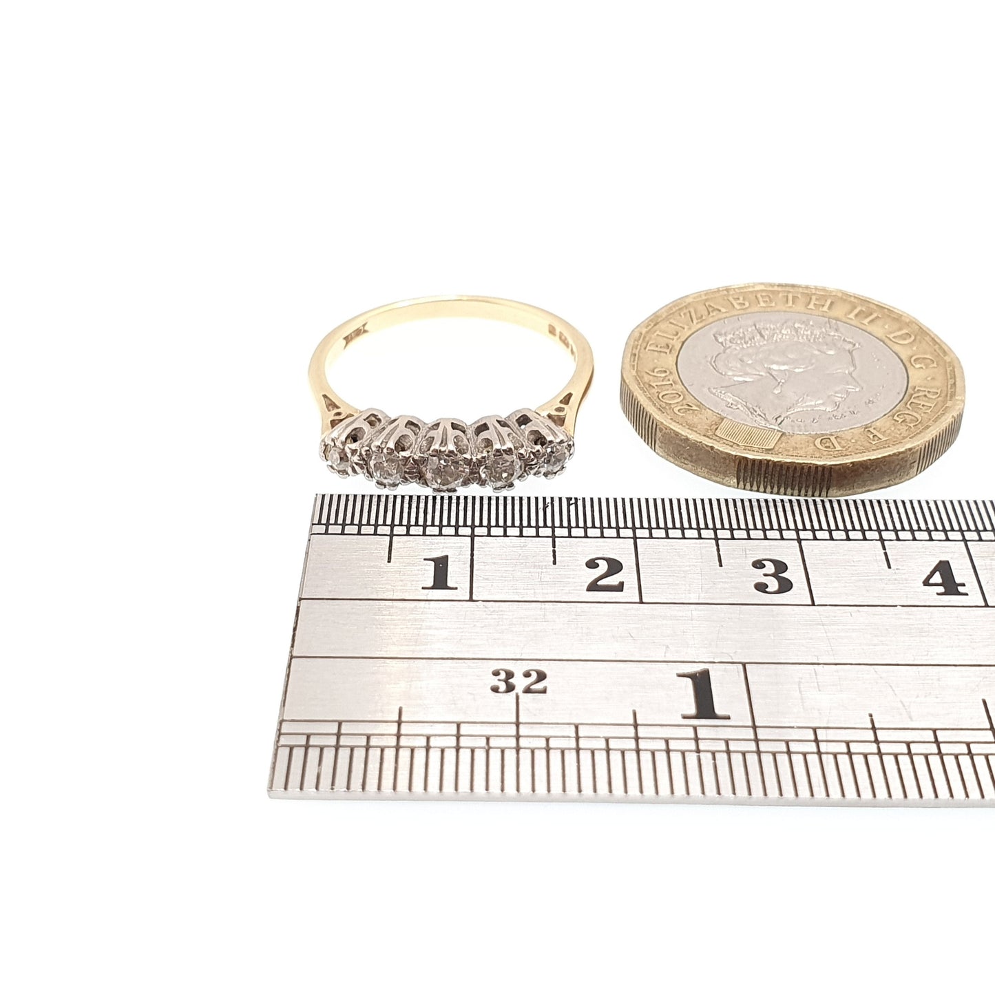 Vintage 18ct Gold Diamond Ring Engagement Wedding 5 Stone Five Solid 18k 750 Diamonds Fine Estate Ladies Womens Retro Jewelry Jewellery