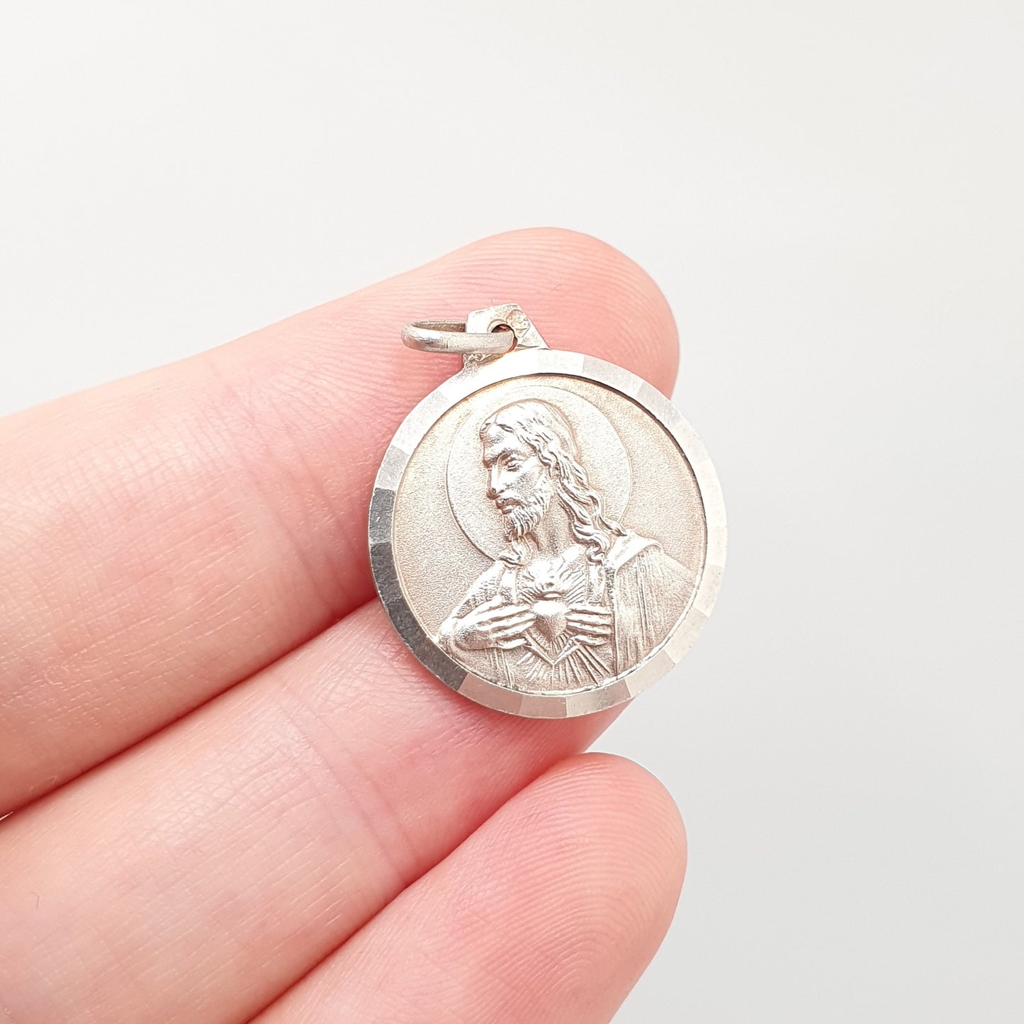 RESERVED/SOLD DON Vintage Solid Silver Jesus Christ Necklace Pendant Female Saint Double Sided French Lord Saviour Unisex Mens Womens Jewelry Jewellery