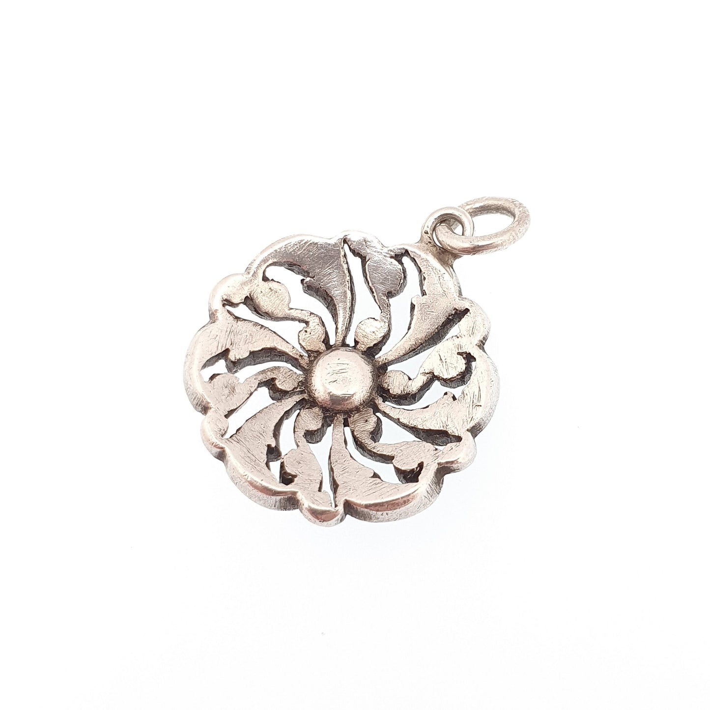 Antique Victorian Solid Silver Diamond Paste Necklace Pendant Art Nouveau Spiral Swirl Sparkly Foiled Vintage Womens Jewellery Jewelry