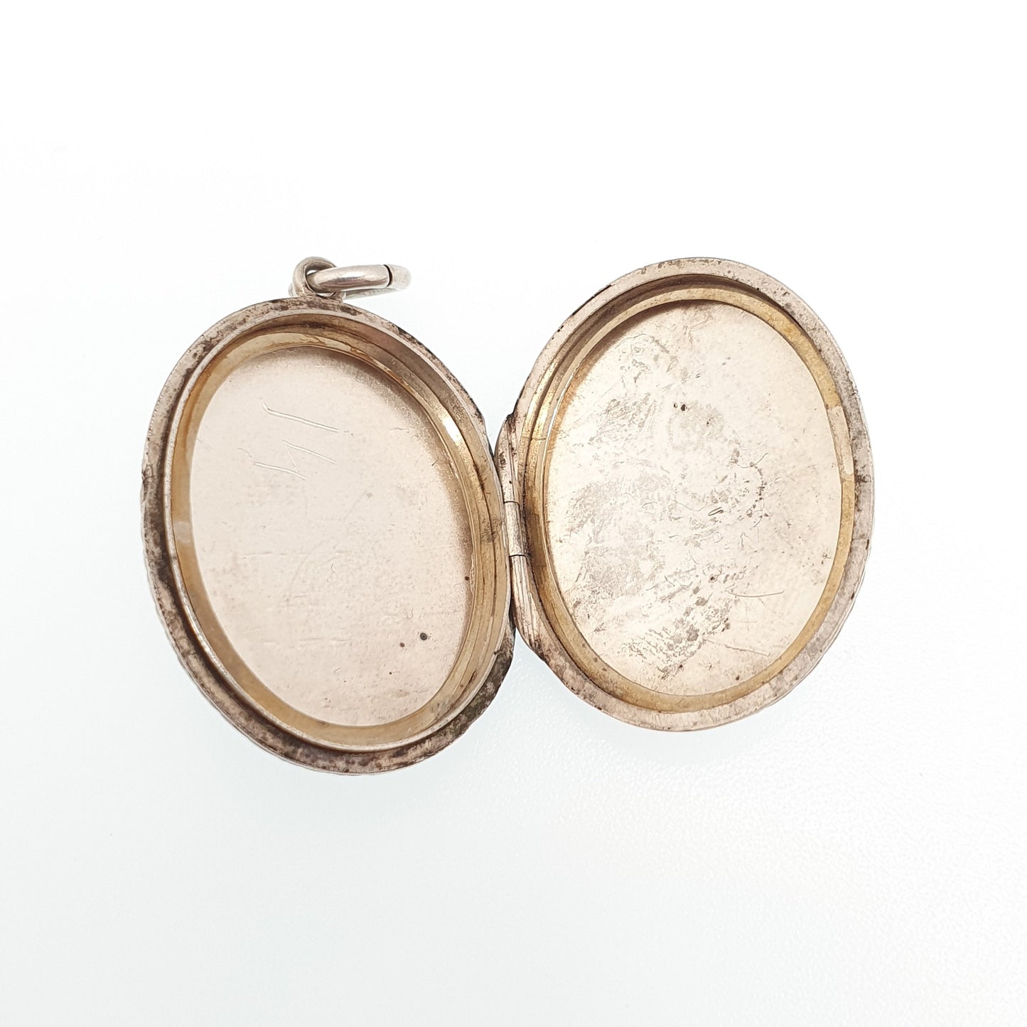 Antique Victorian Solid Silver Locket Geometric Hand Engraved Scroll Oval Pendant Picture Photo Vintage Womens Jewelry Jewellery
