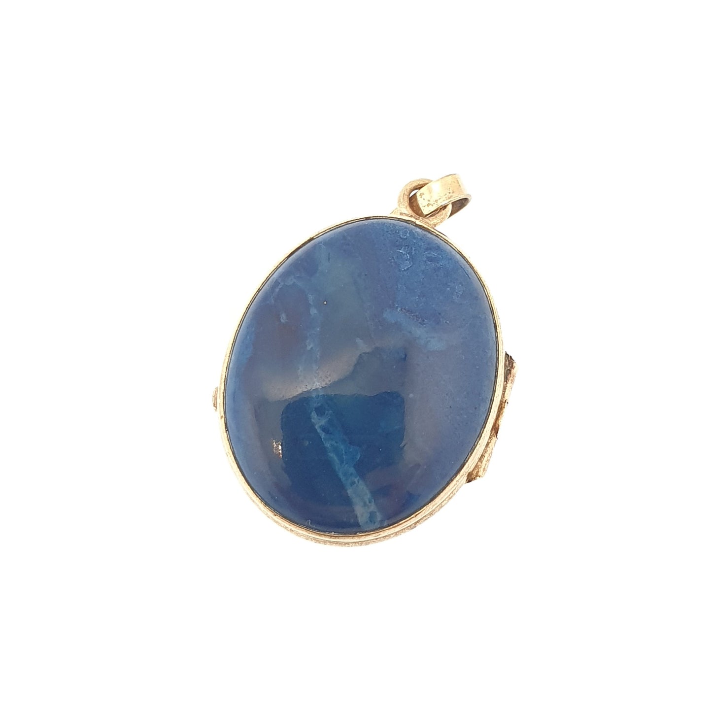 Antique Victorian Sodalite Locket Gold Gilt Pendant Necklace Genuine Blue Gemstone Similar to Lapis Lazuli Photo Vintage Womens Mens Jewelry
