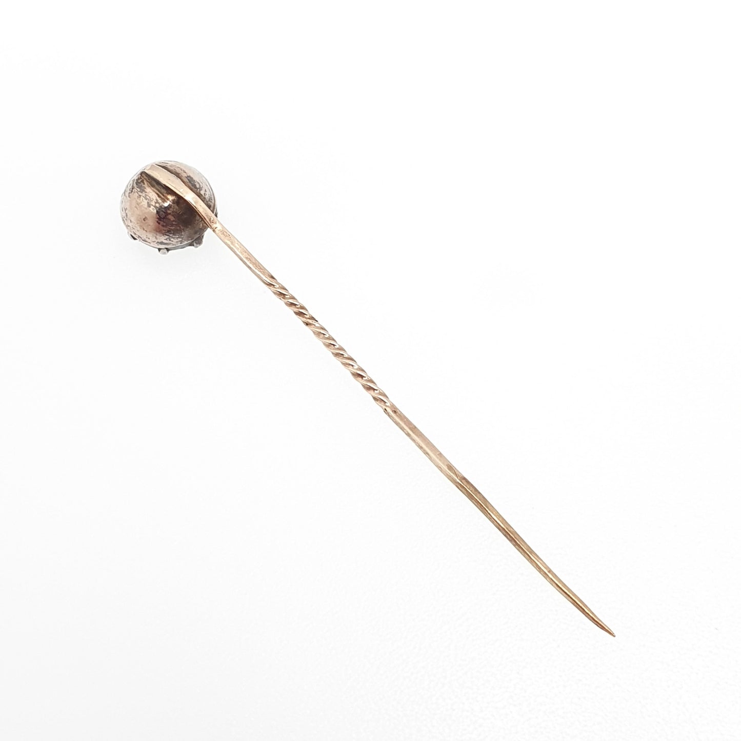 RESERVED/SOLD DON Antique Georgian 9ct Gold Diamond Paste Stick Pin Solid Silver Crimped Solid 9k 375 Genuine Real Gents Mens