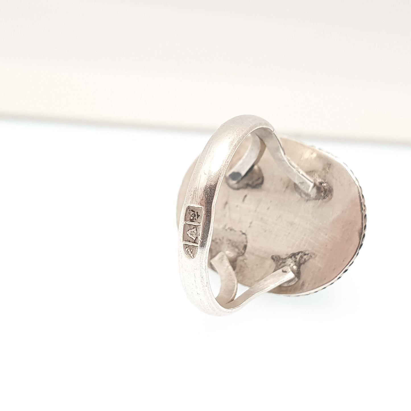 Vintage Solid Silver Scarab Beetle Ring Egyptian Faience Art Deco Revival Large Big Egypt Insect Animal Bug Womens Ladies Jewelry Jewellery