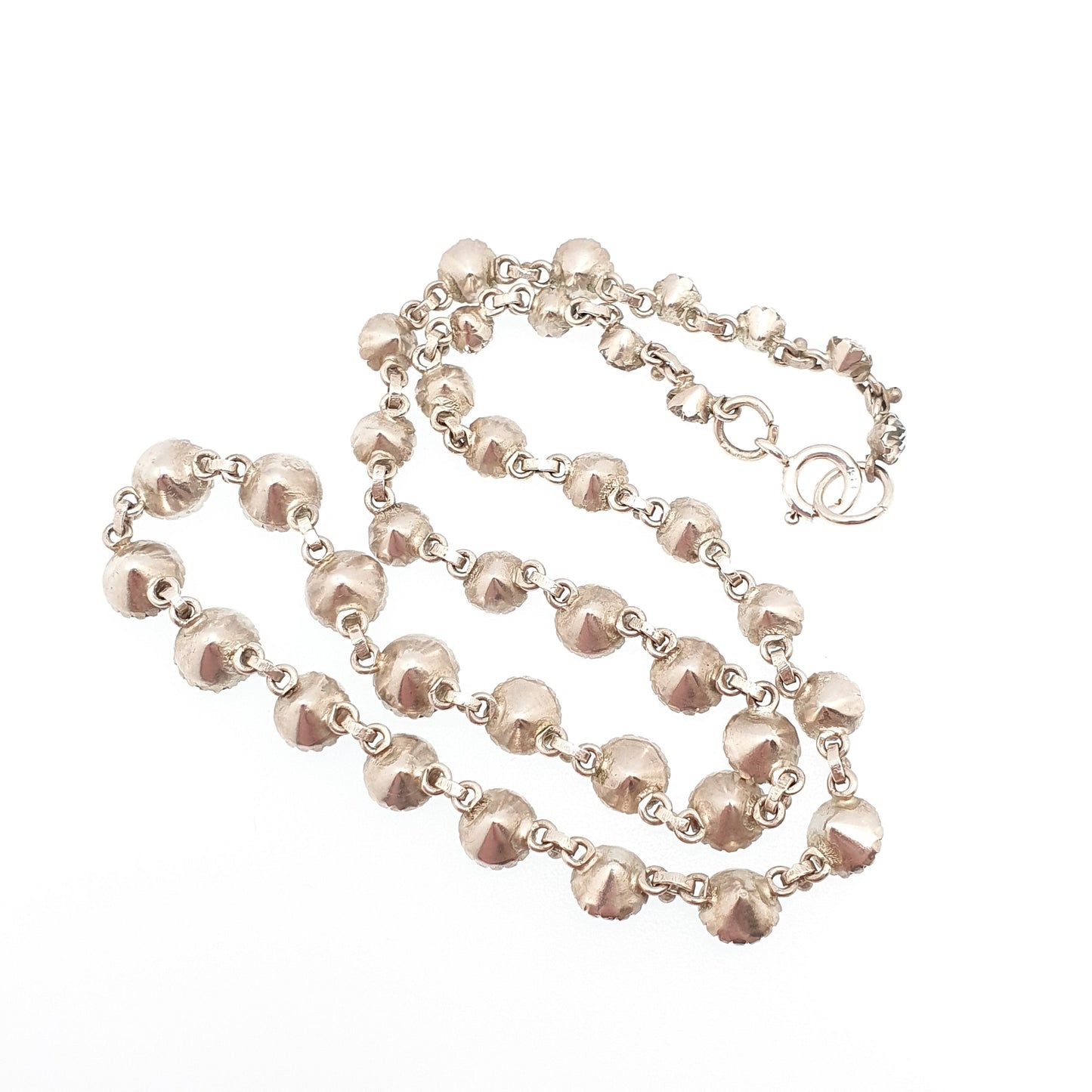 Antique Solid Silver Diamond Paste Riviera Necklace Large White Pastes Choker Round Cut Estate Sparkly Womens Vintage Jewelry Jewellery