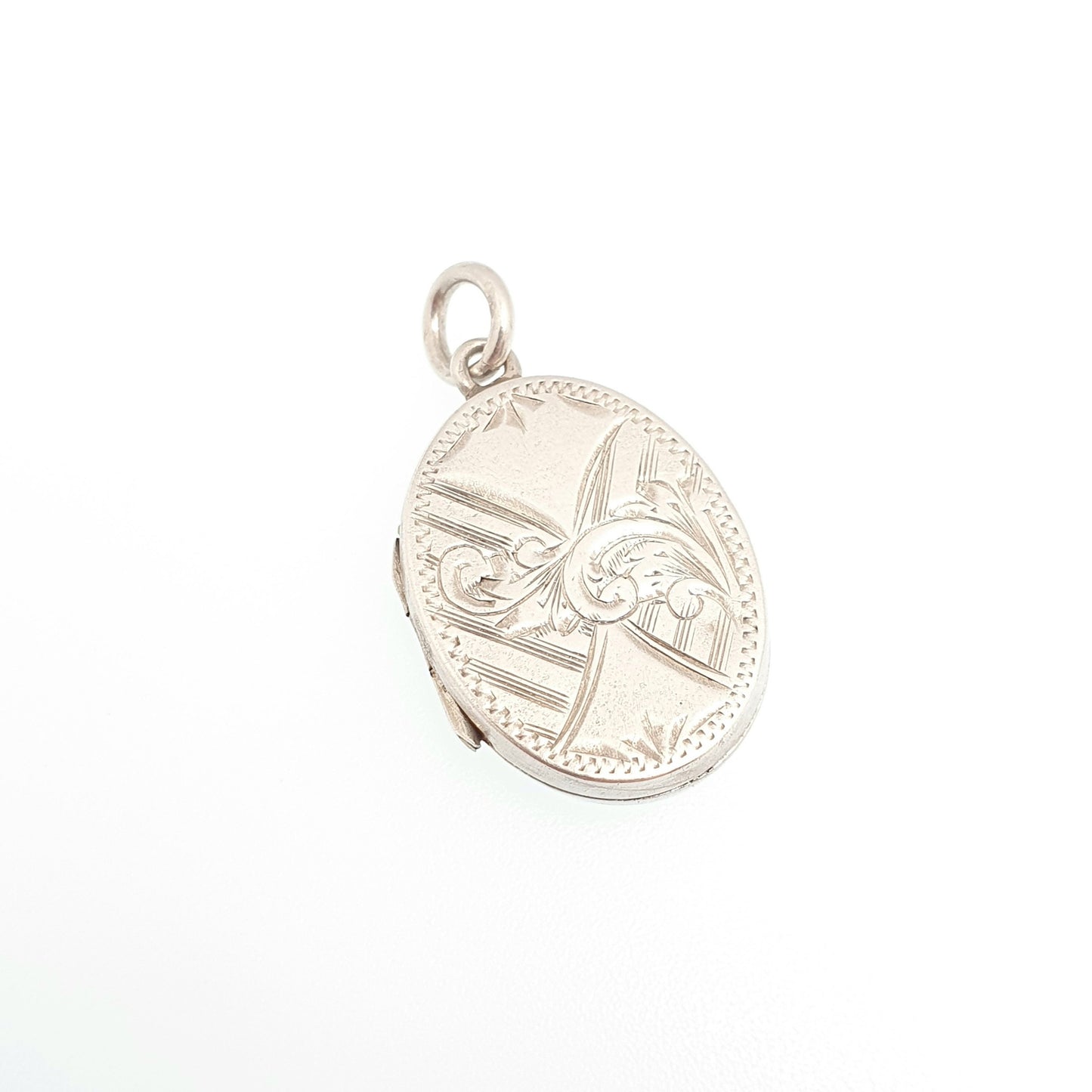 Antique Sterling Silver Locket 1916 Hallmark Hand Engraved Oval Pendant Picture Photo Solid 925 Genuine Vintage Womens Jewelry Jewellery