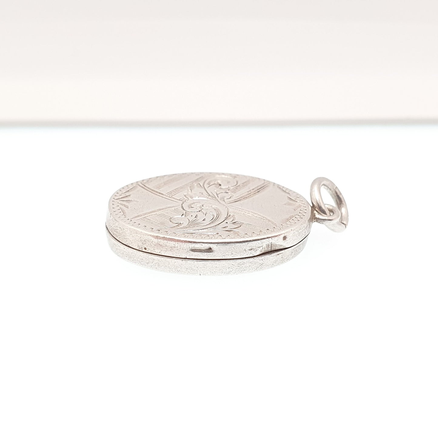 Antique Sterling Silver Locket 1916 Hallmark Hand Engraved Oval Pendant Picture Photo Solid 925 Genuine Vintage Womens Jewelry Jewellery