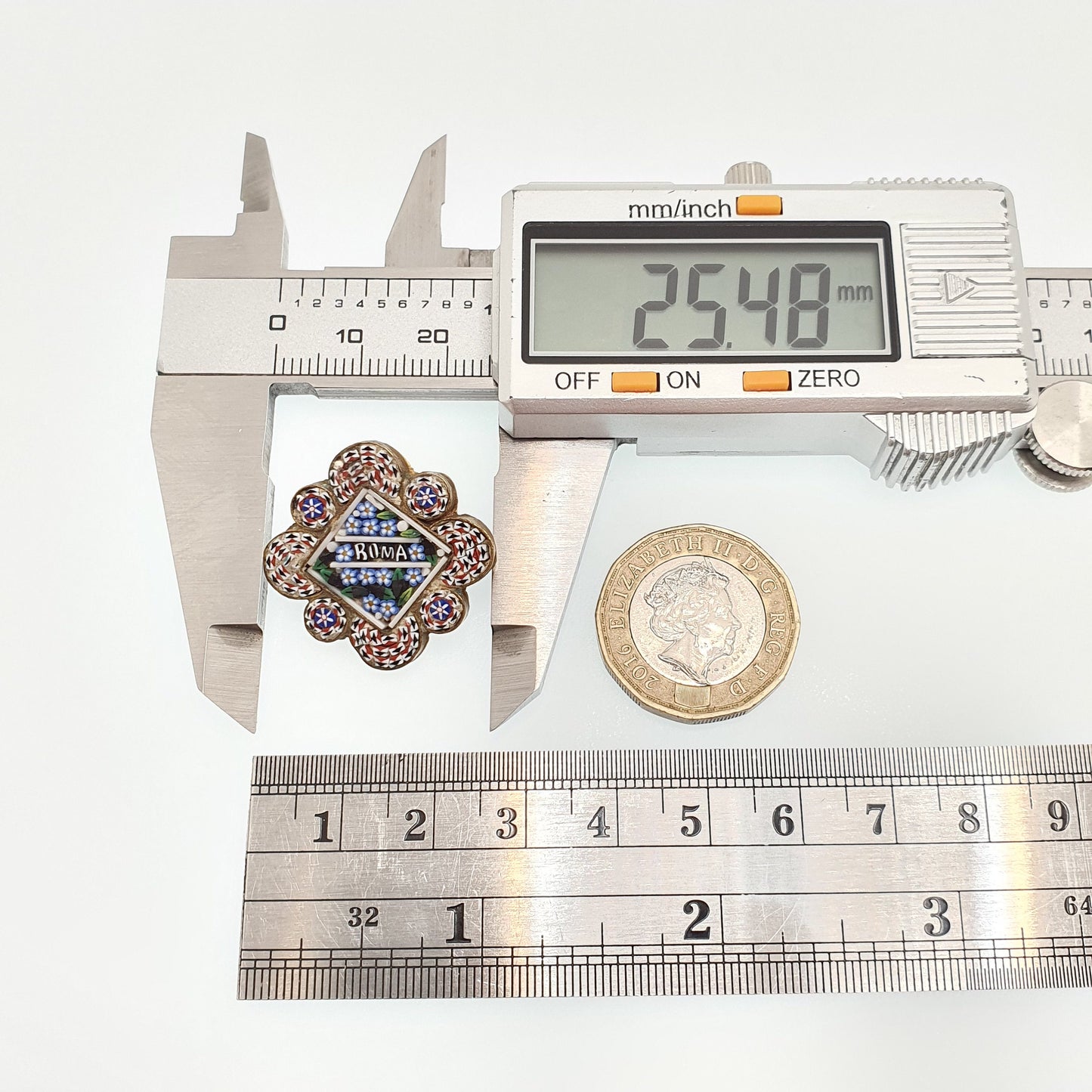 Antique Micro Mosaic Brooch Pin Micromosaic Rome Roma Victorian Millefiori Vintage Gold Gilt Italian Italy Fine Handmade Jewelry Jewellery
