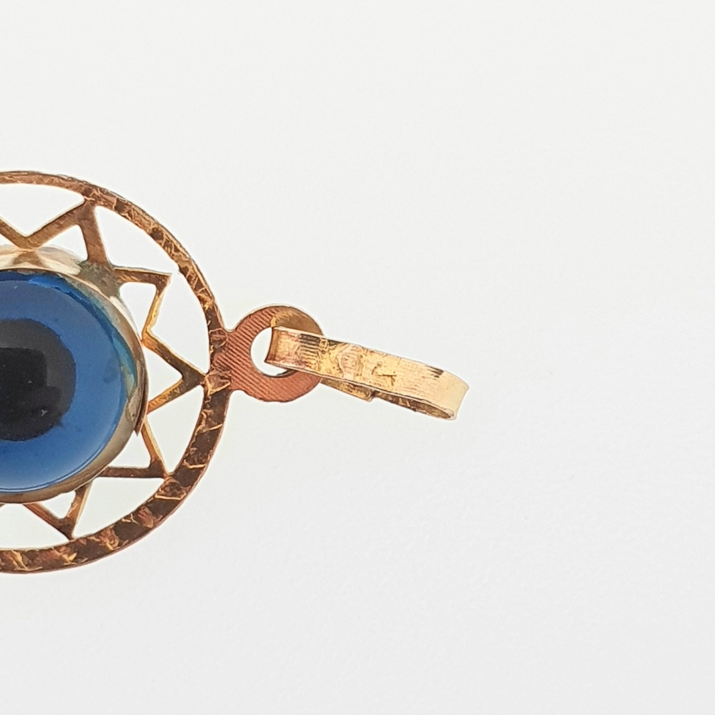 Vintage 14k Gold Evil Eye Pendant Necklace Solid 14kt 585 All Seeing Ward Ancient Greece Magical Protection Ladies Jewelry Womens Jewellery