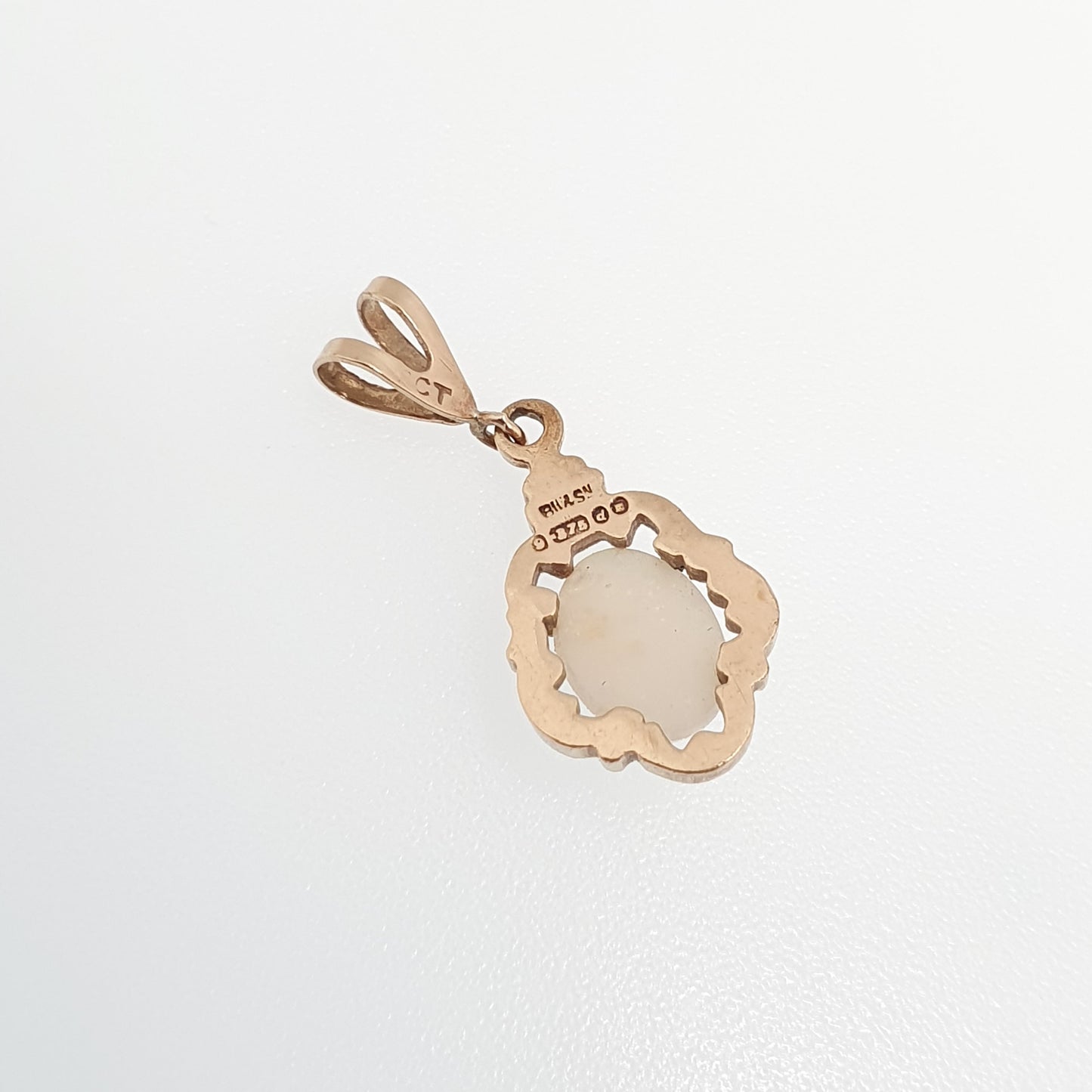 Vintage 9k 9ct 375 Gold Opal Necklace Pendant White Oval 1959 Hallmark Cute Gemstone Solid Yellow 9 Carat Retro Womens Jewelry Jewellery