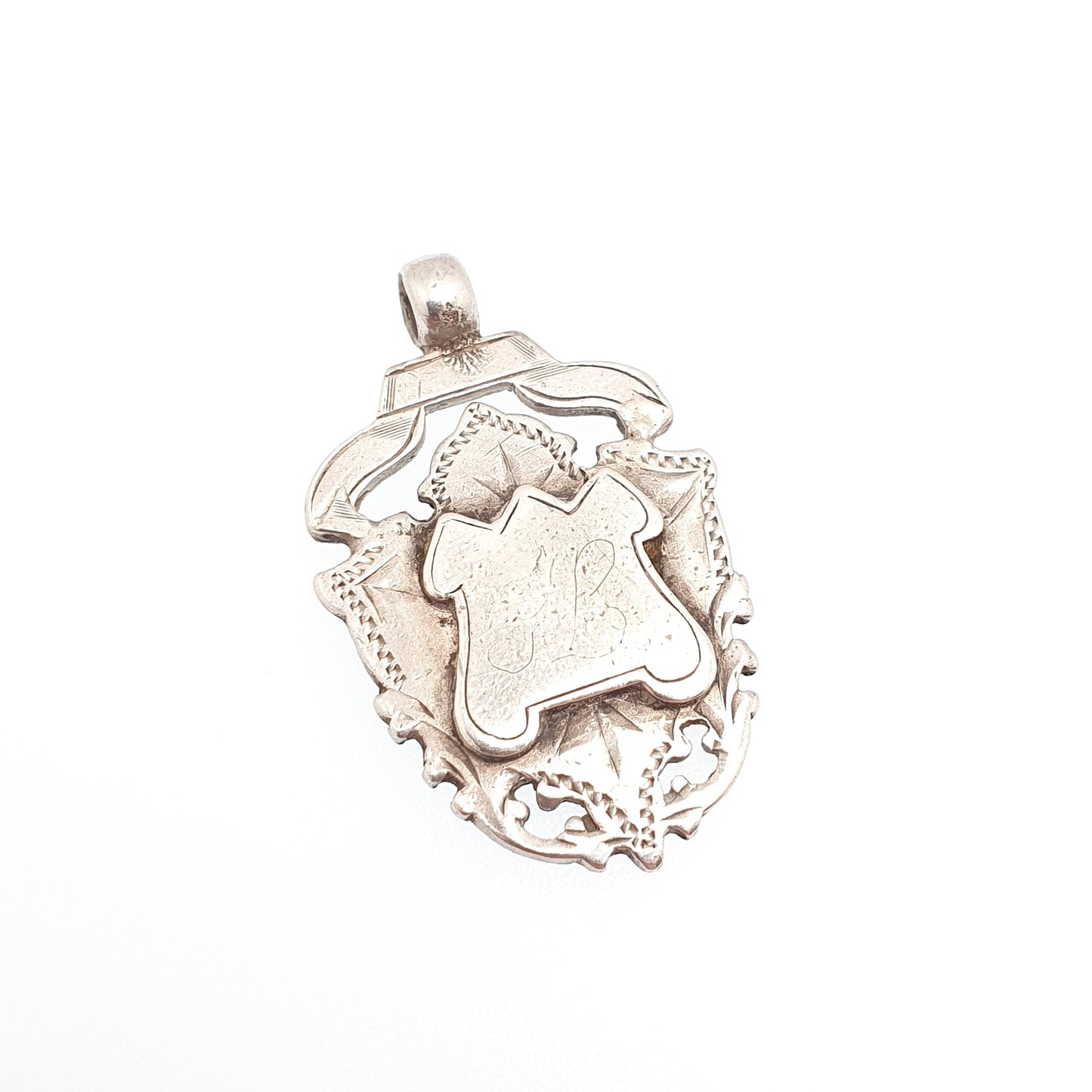 Antique Victorian Sterling Silver Albert Fob 1896 Hallmark Pendant Heavy Large Solid 925 Necklace Vintage Womens Mens Jewelry Jewellery