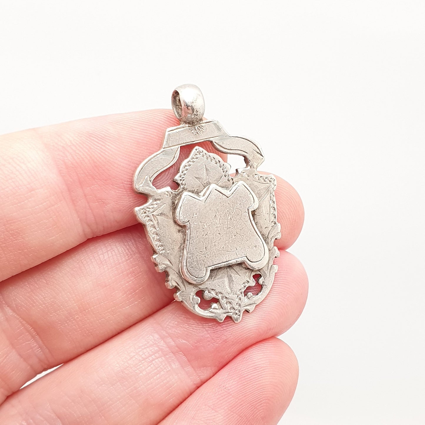 Antique Victorian Sterling Silver Albert Fob 1896 Hallmark Pendant Heavy Large Solid 925 Necklace Vintage Womens Mens Jewelry Jewellery