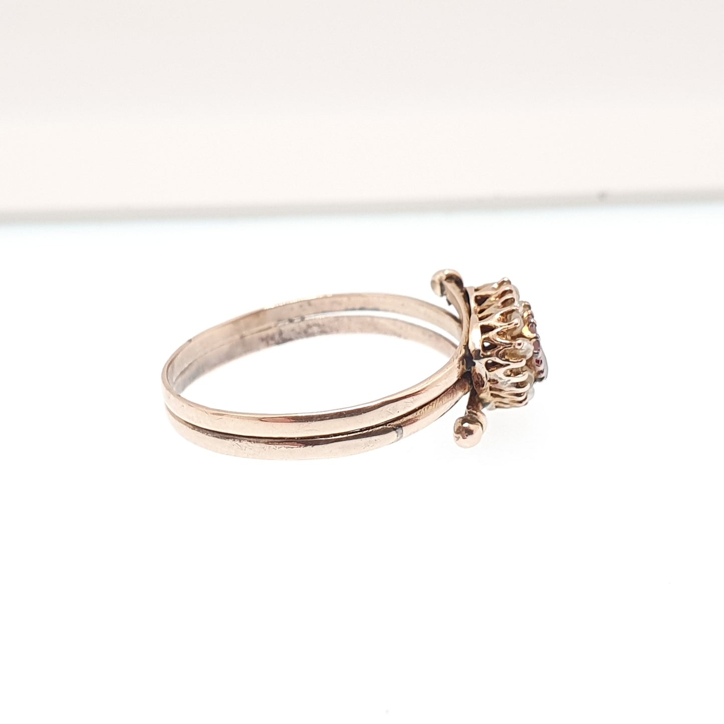 Antique Victorian 9ct Gold Garnet Heart Ring Seed Pearl Solid 375 Rose Gold Love Gift 1800s Sweetheart Womens Vintage Jewelry Jewellery
