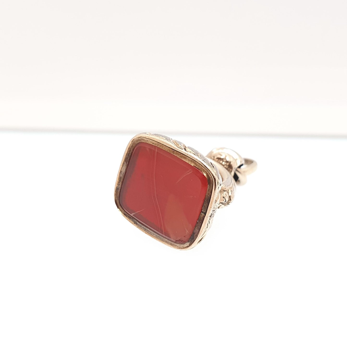 Antique Rolled Gold Albert Fob Pendant Victorian Necklace Quartz Agate Big Gemstone Gold Filled Letter Seal Ornate Vintage Jewellery Jewelry