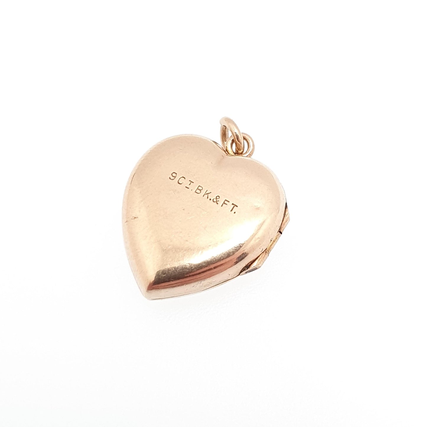 Antique 9ct 9k Gold Heart Locket Sunburst Art Deco Solid Yellow Gold Back & Front Engraved 1920s Necklace Photo Pendant Jewelry Jewellery