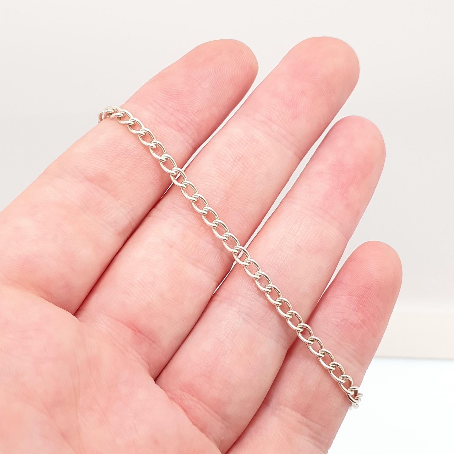 Vintage Sterling Silver Bracelet Dog Clip Curb Link Chain Victorian Style 3.97g 19cm 7.5" Fine Solid 925 Womens Mens Jewellery Jewelry