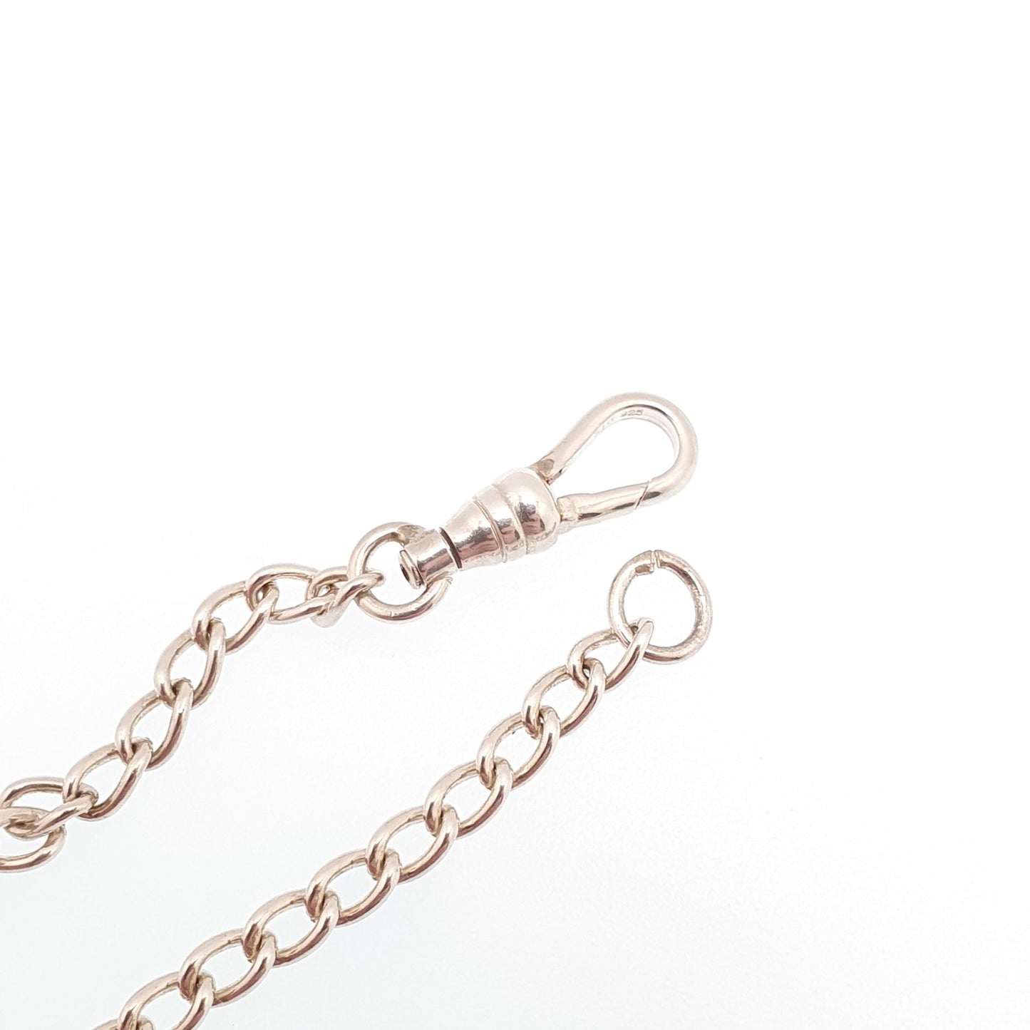 Vintage Sterling Silver Bracelet Dog Clip Curb Link Chain Victorian Style 3.97g 19cm 7.5" Fine Solid 925 Womens Mens Jewellery Jewelry