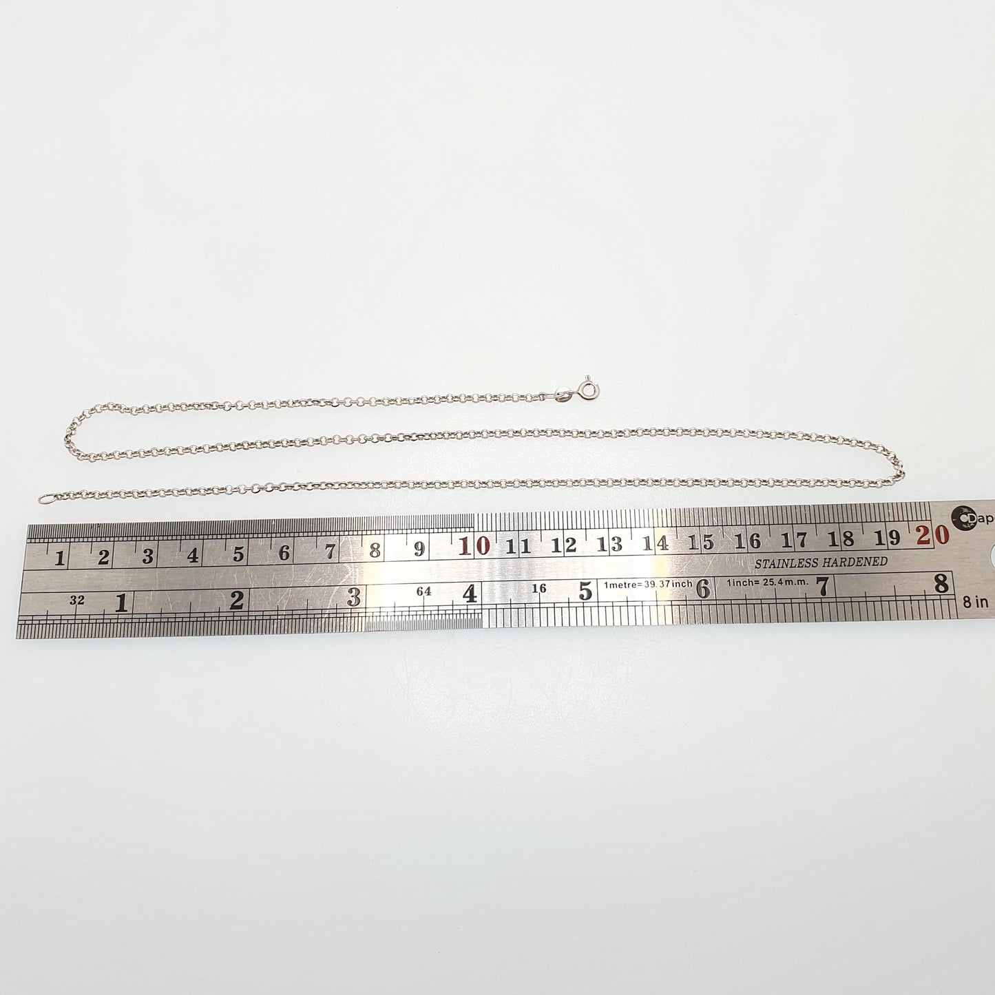 Vintage Sterling Silver Rolo Link Chain Necklace 52cm 20.4" 5.39g Belcher Chains 1980s Big Round Solid 925 Womens Mens Jewelry Jewellery