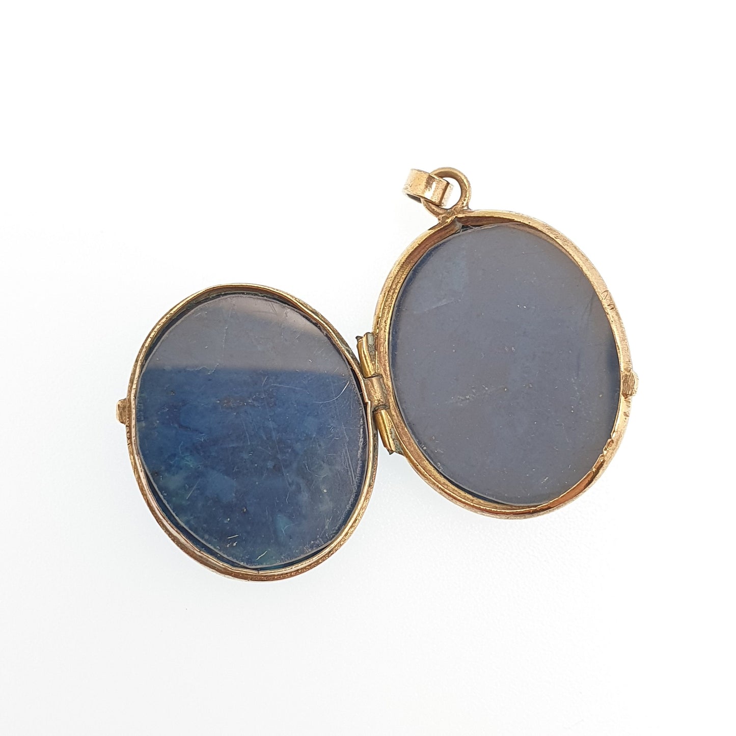 Antique Victorian Sodalite Locket Gold Gilt Pendant Necklace Genuine Blue Gemstone Similar to Lapis Lazuli Photo Vintage Womens Mens Jewelry